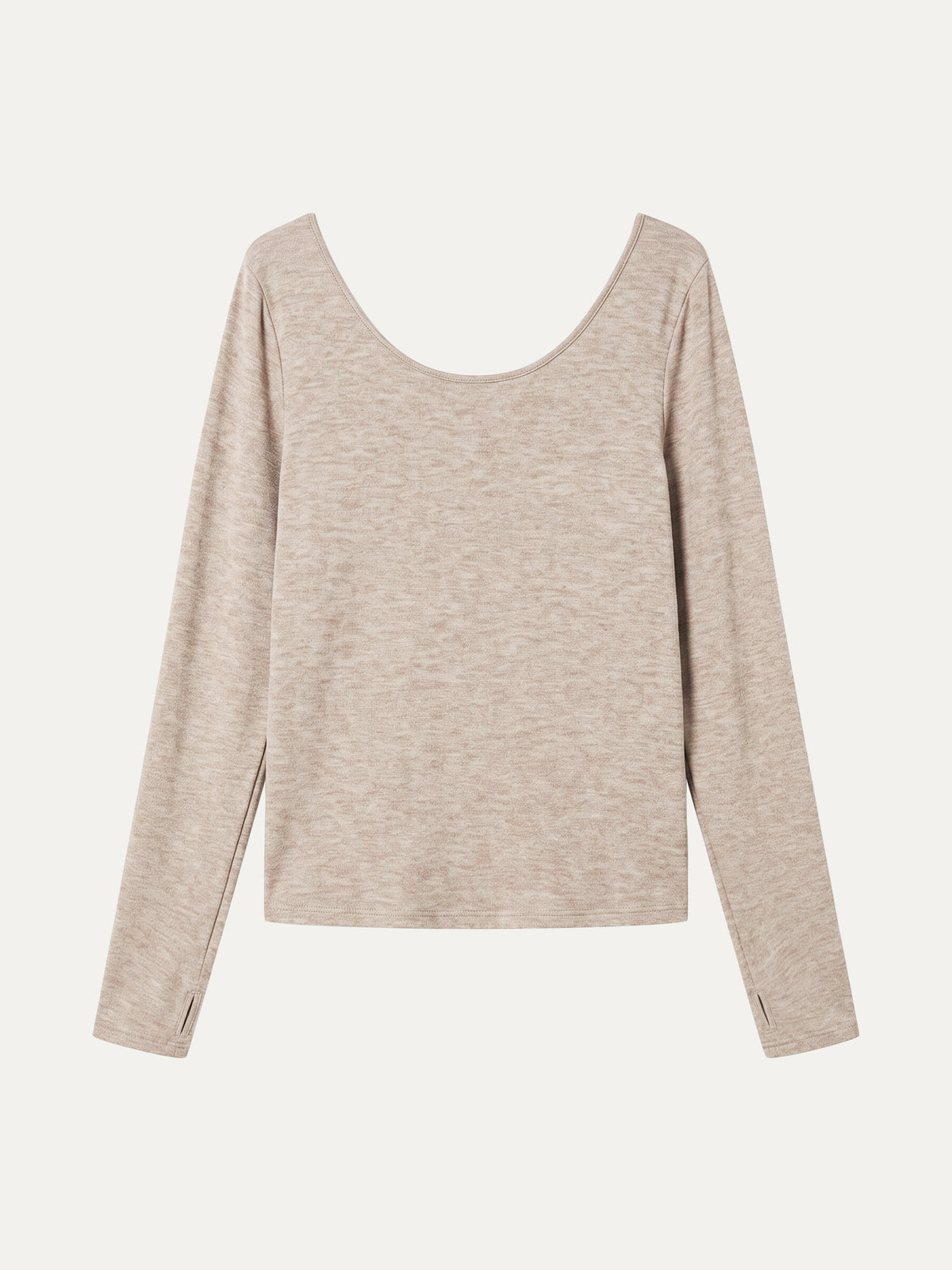 OGLmove Women's Lyocell-Wool Scoop Neck Thumbhole Long Sleeve Top
