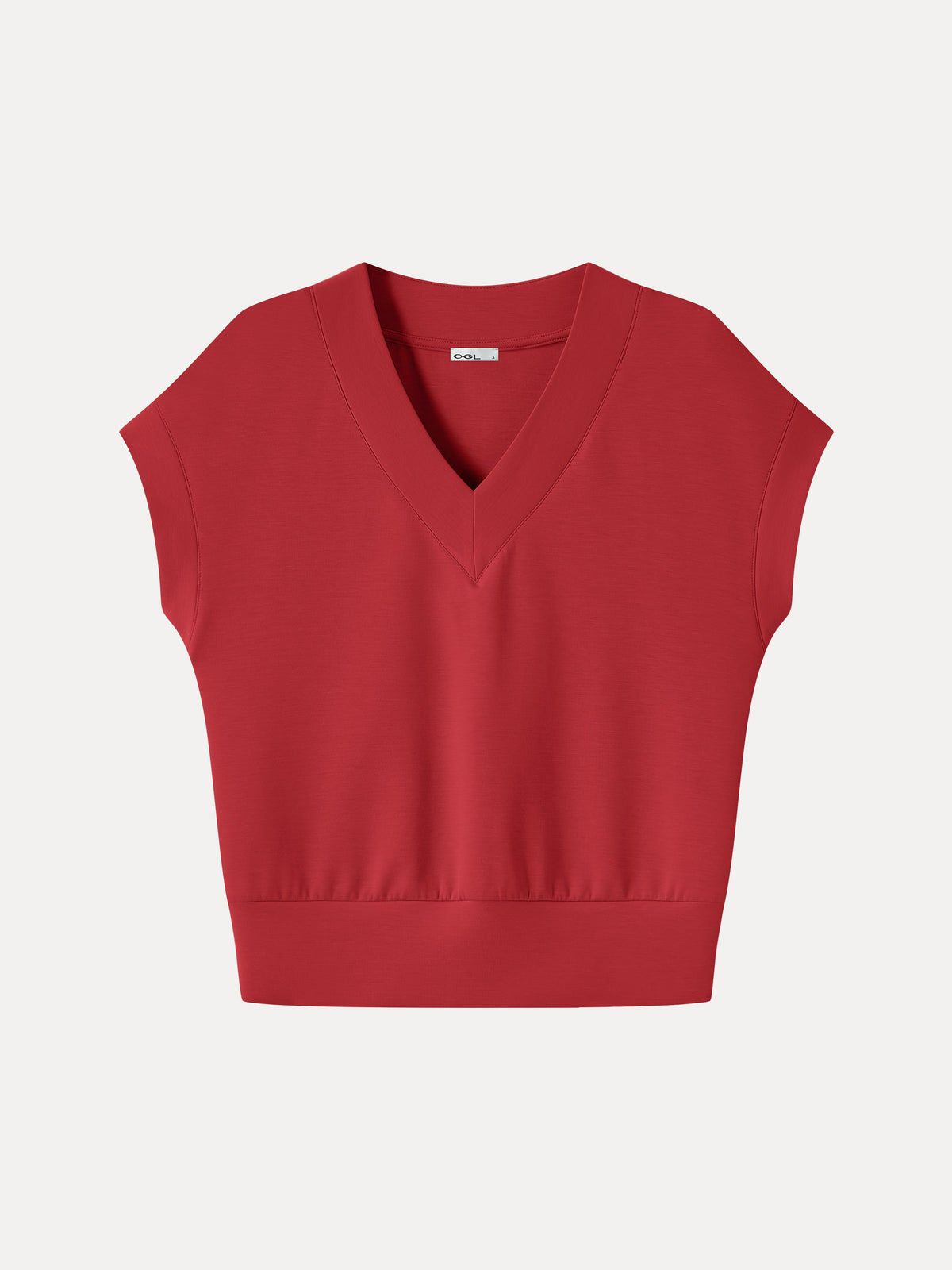 OGLmove Women's Lyocell Spacer Knit V-Neck Banded Hem Top