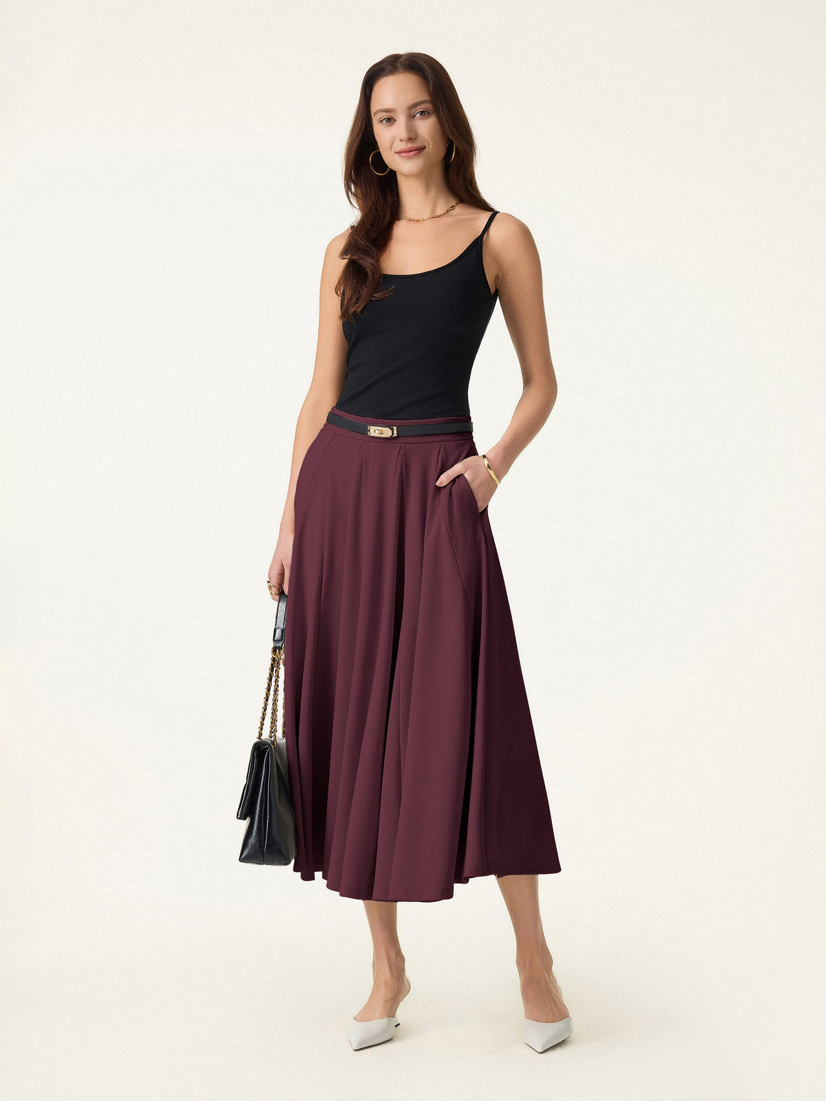 OGLmove Women's Lyocell Blend Volume Skirt with Pockets