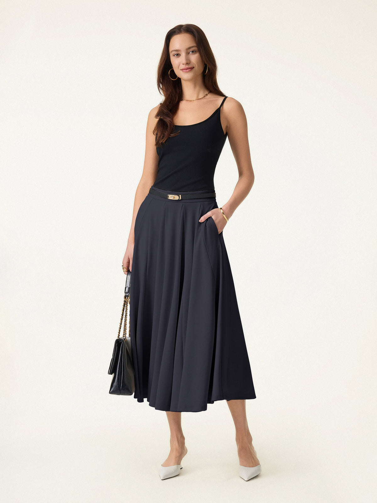 OGLmove Women's Lyocell Blend Volume Skirt with Pockets