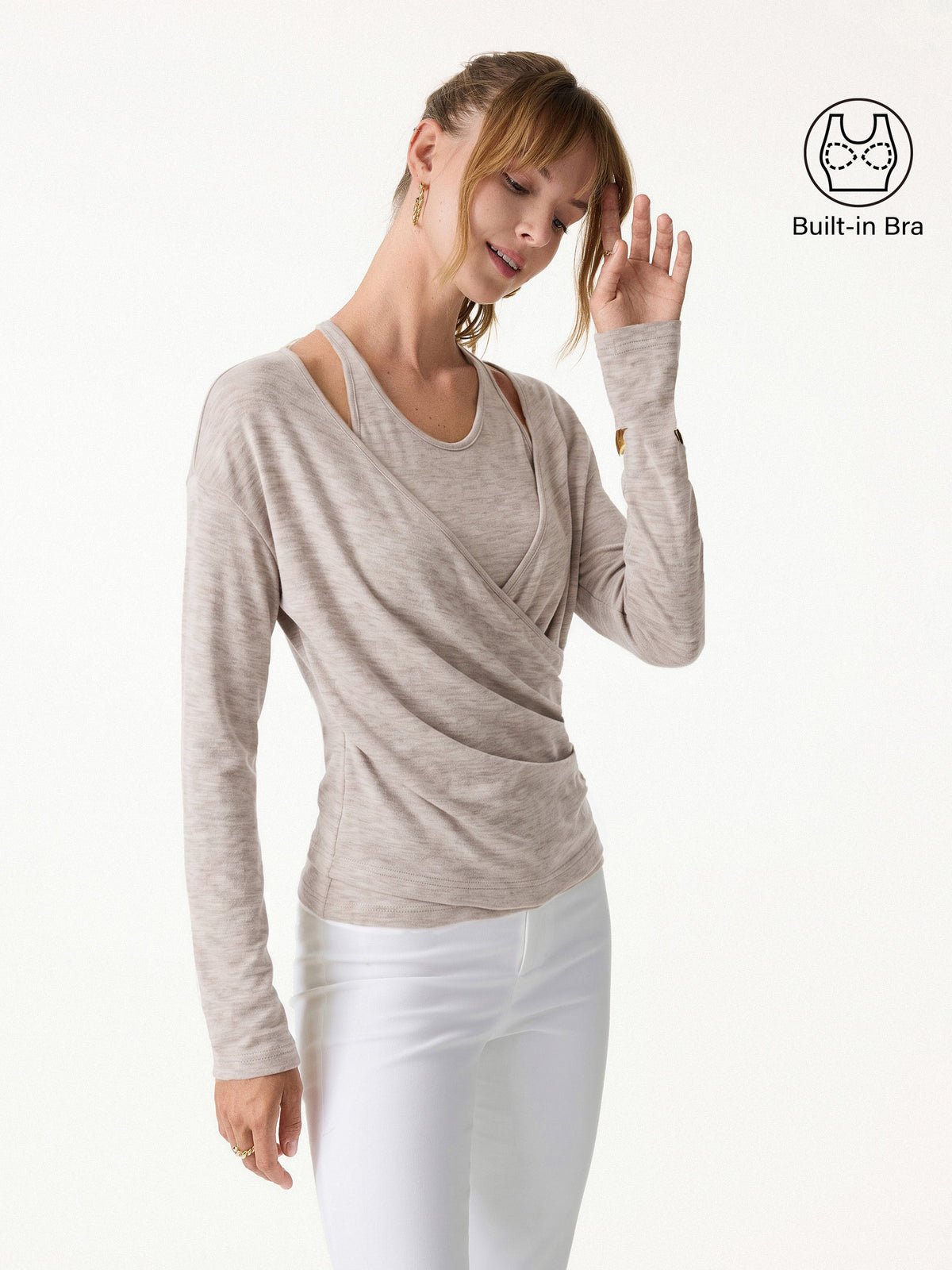 OGLmove Women's Eco-MiYaMoon® Cami & Surplice Ruched Top Set