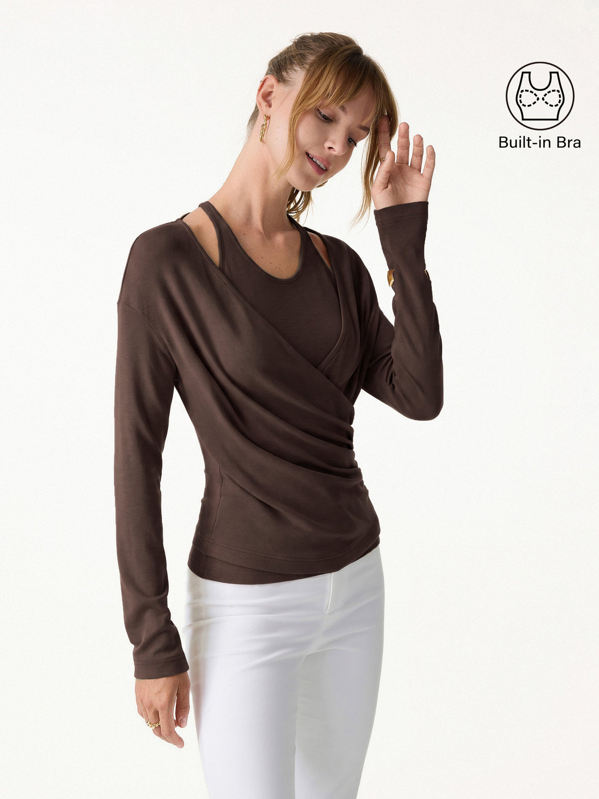 OGLmove Women's Eco-MiYaMoon® Cami & Surplice Ruched Top Set