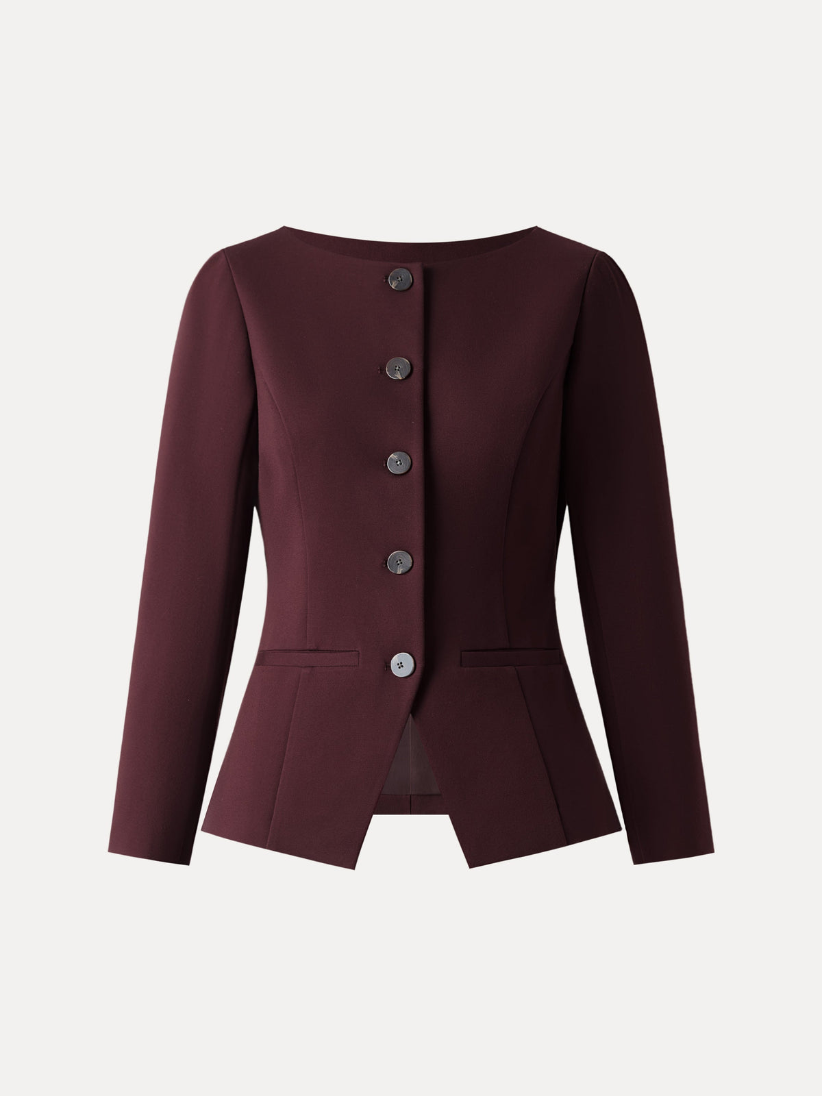 OGLmove Women's Ponte Round Neck Long Sleeve Jacket with Pockets