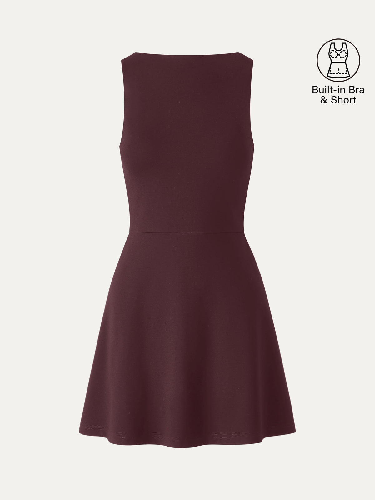 OGLmove Women's Boatneck Fit-and-Flare Mini Bra Dress