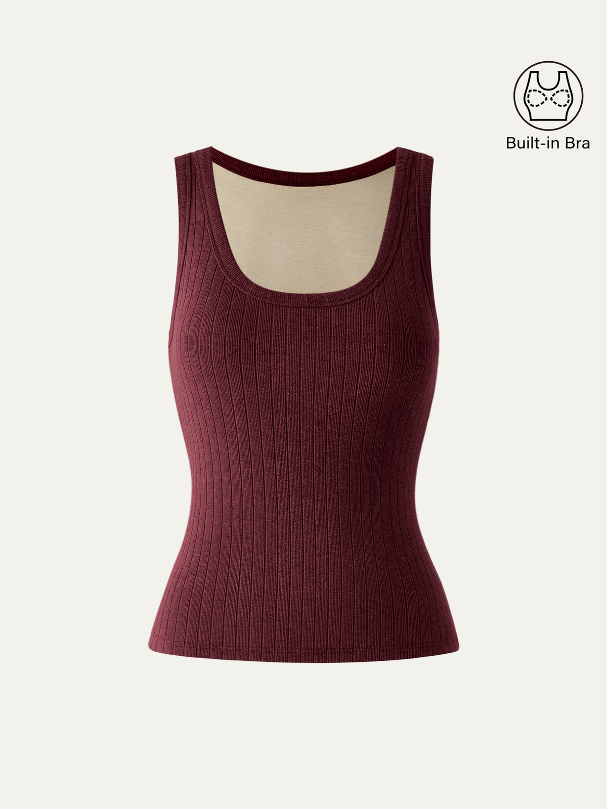 OGLmove Women's Wide Ribbed U-Neck Sleeveless Bra Top