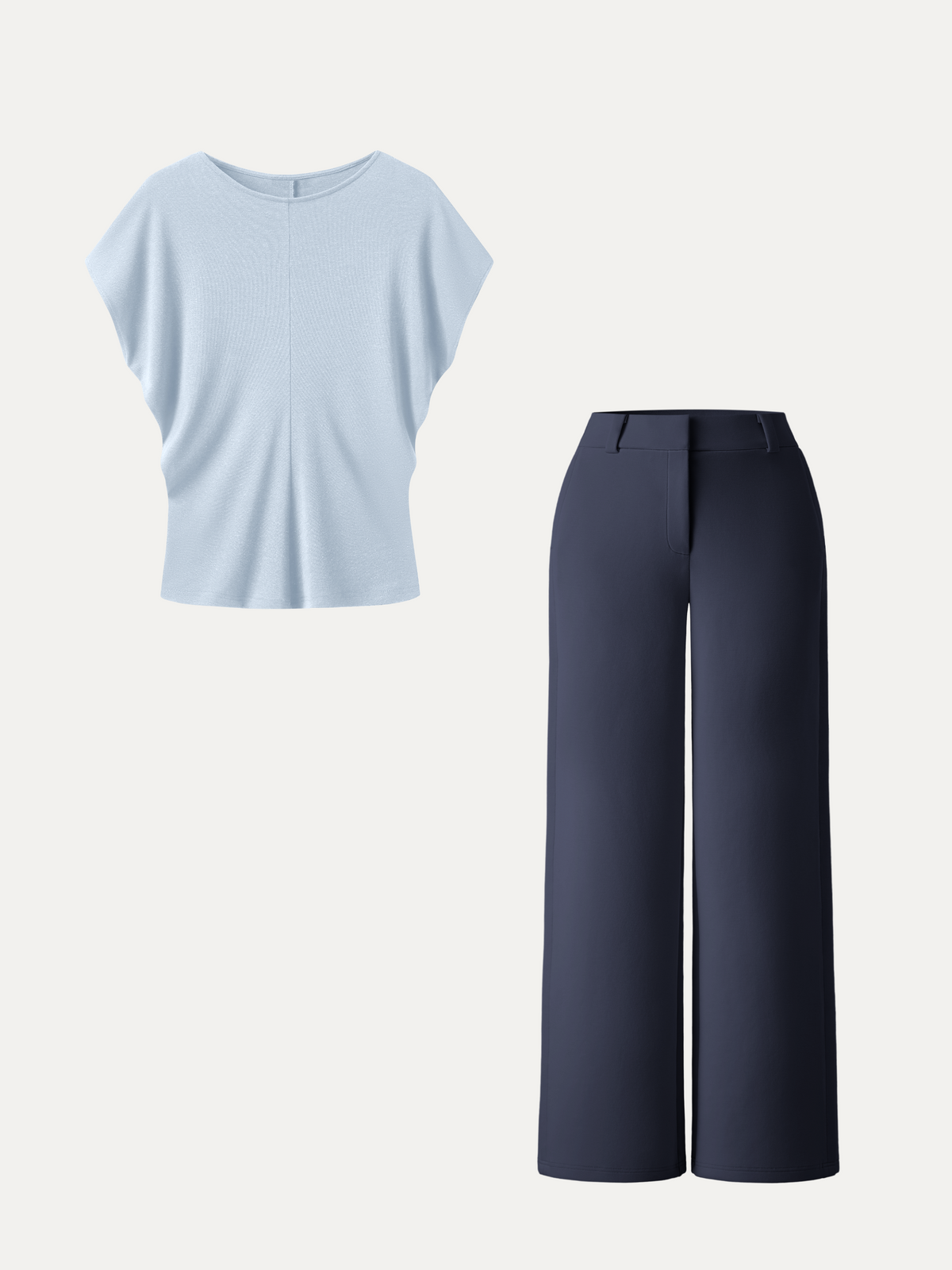 OGLmove Women's Relaxed Top and Mid-Rise Wide-Leg Trousers Set