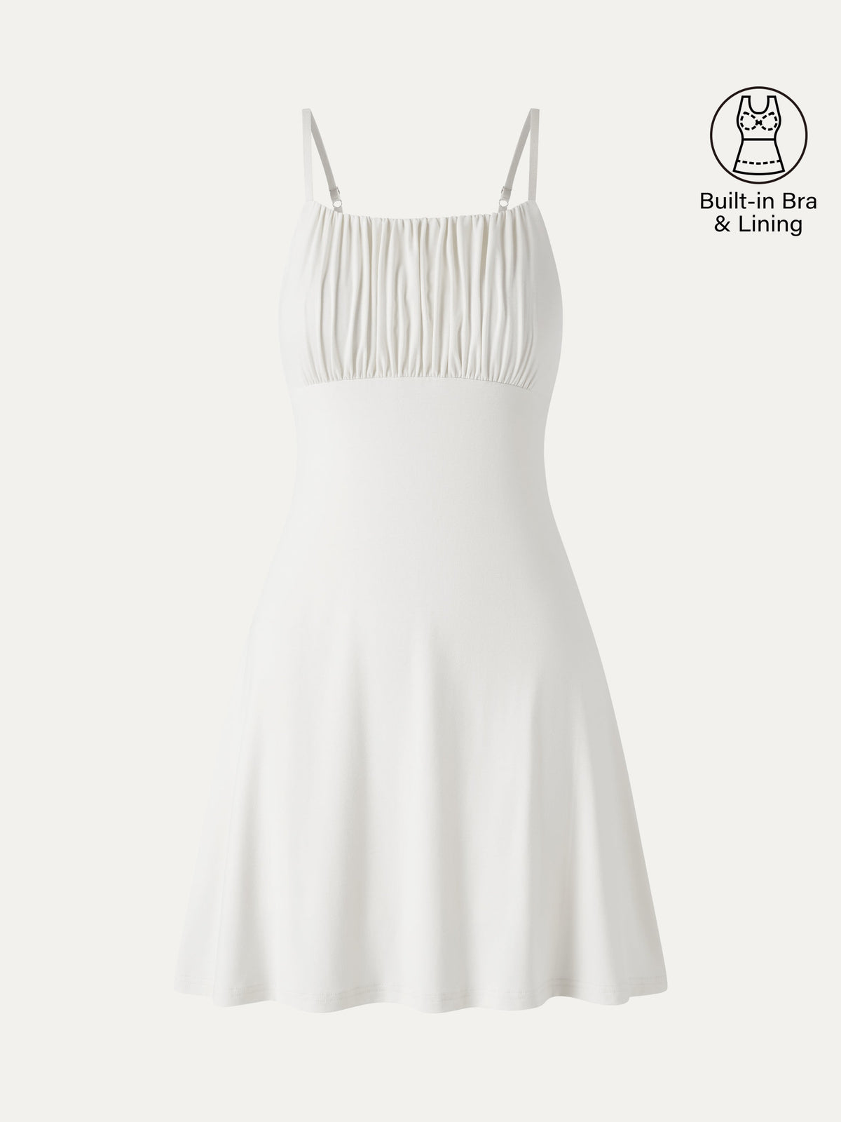 OGLmove Women's Square Neck Ruched Spaghetti Mini Bra Dress