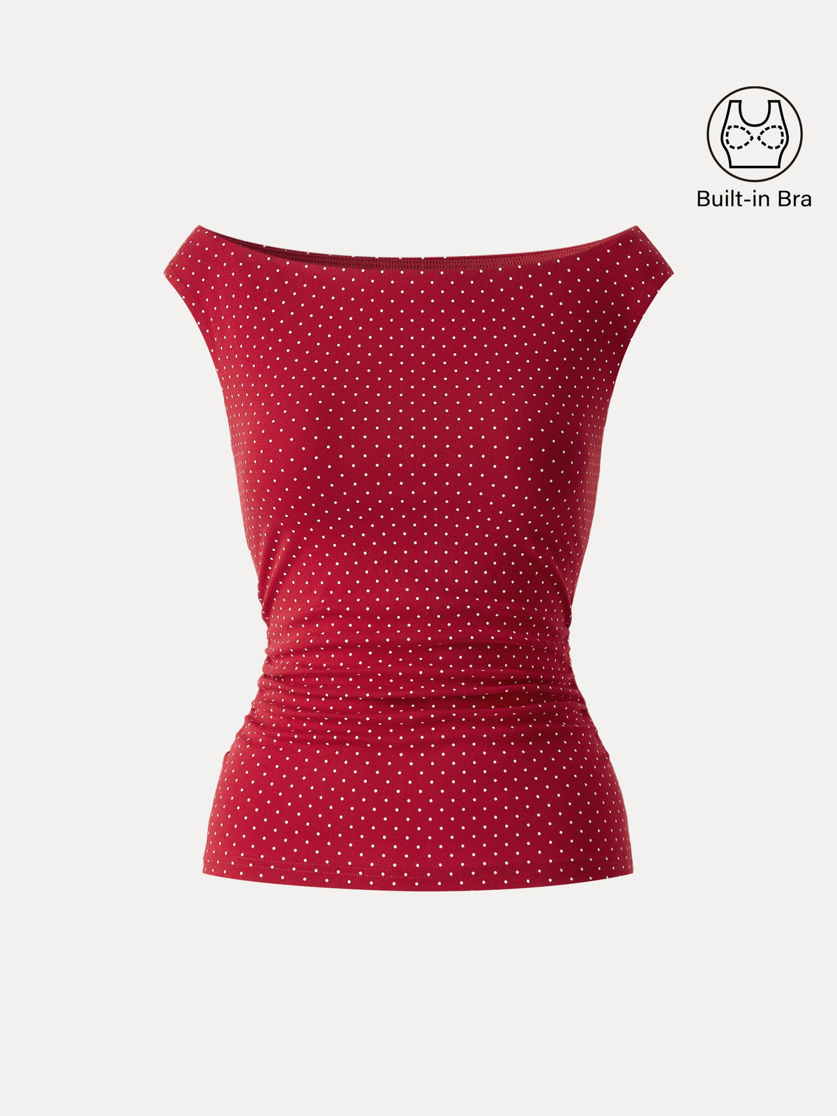 OGLmove Women's Polka Dot Boatneck Ruched Bra Top
