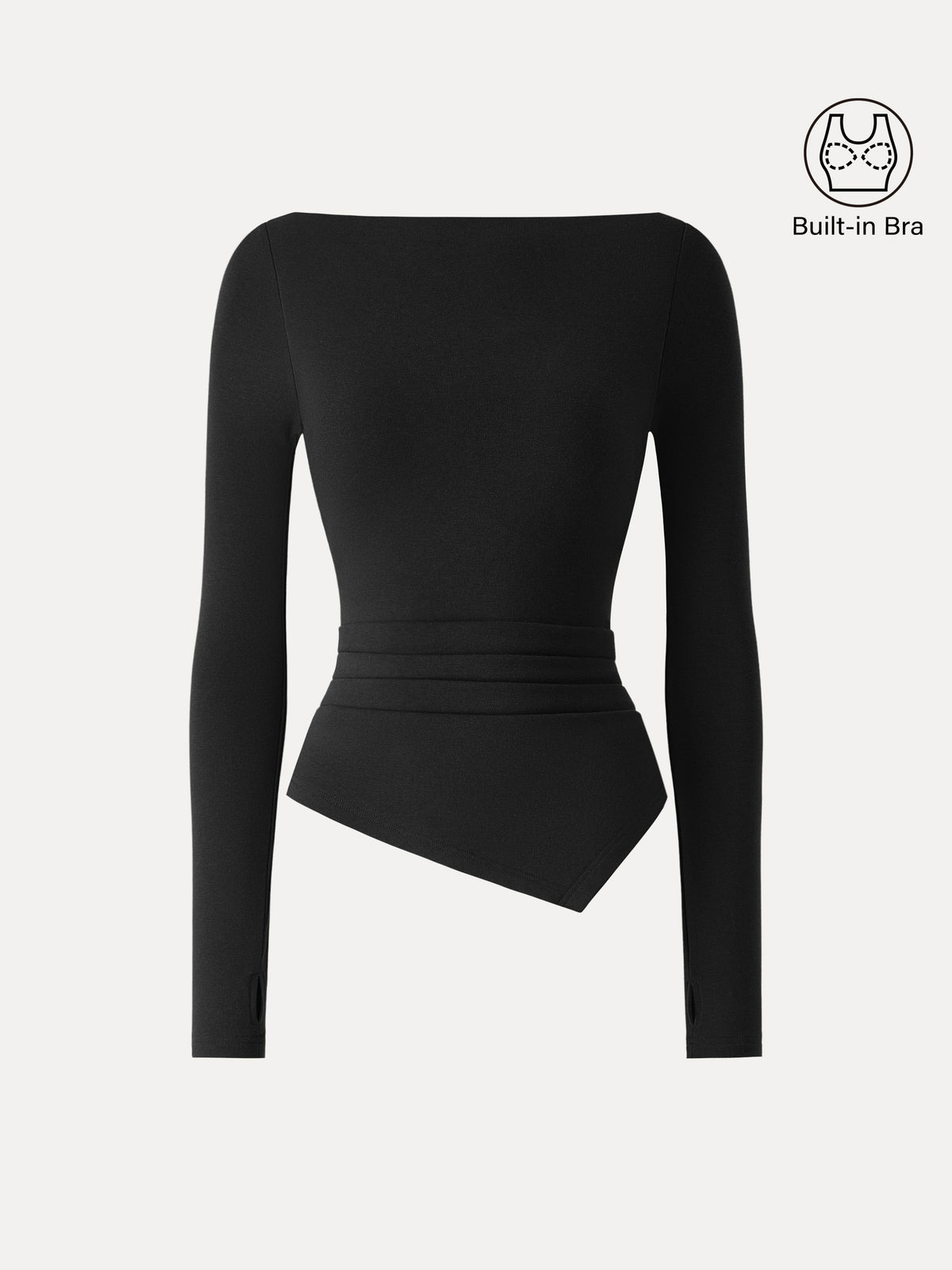 OGLmove Women's ProWarm Boatneck Side Tucks Asymmetrical Bra Top
