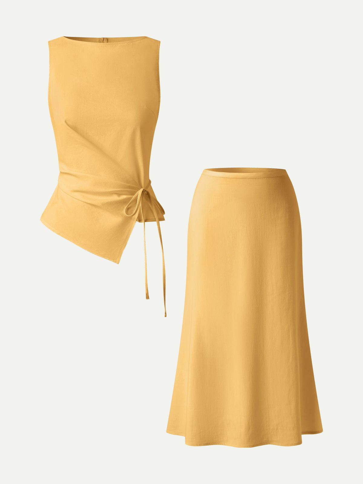 OGLmove Women's Boatneck Waist-Defined Top and Maxi Skirt Set