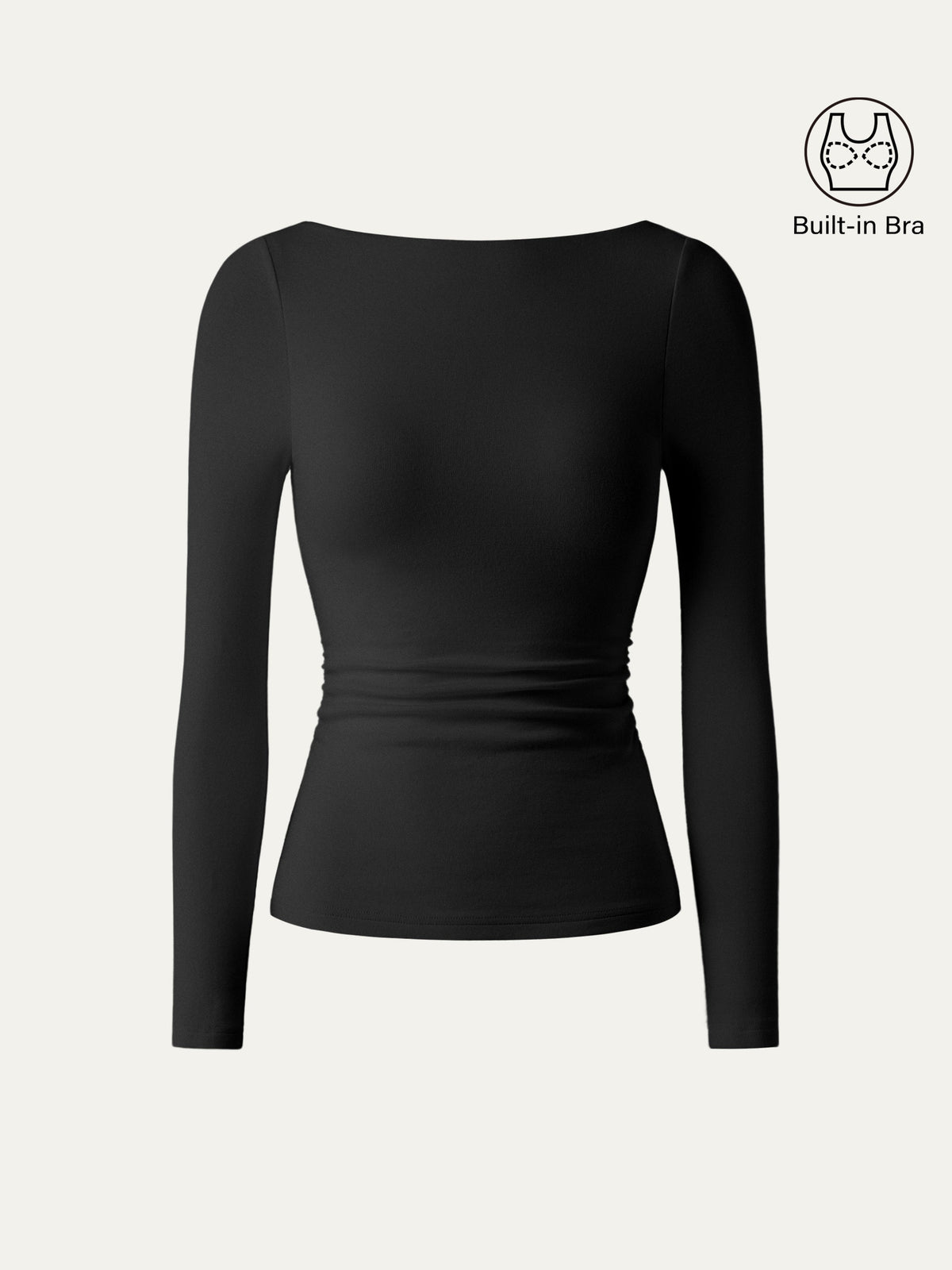 OGLmove Women's Eco-Mousse® Boatneck Long Sleeve Ruched Bra Top
