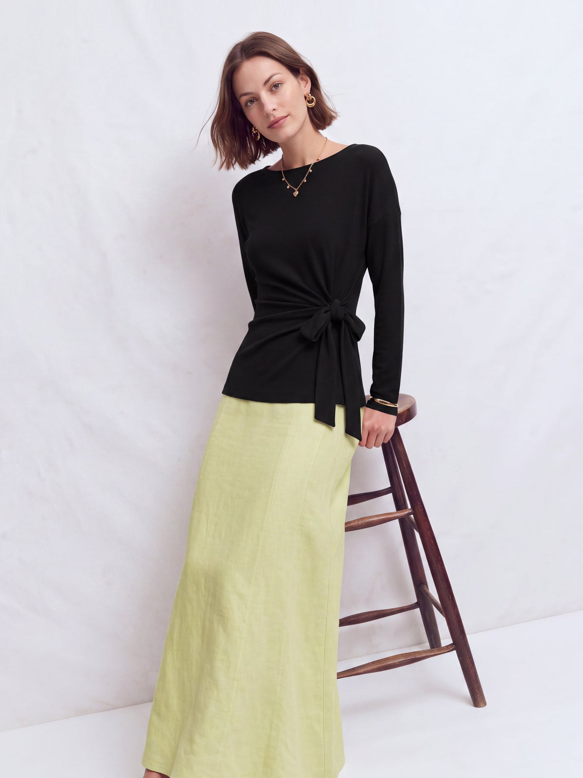 OGLmove Women's Eco-Mousse® Boatneck Long Sleeve Tie-Waist Top