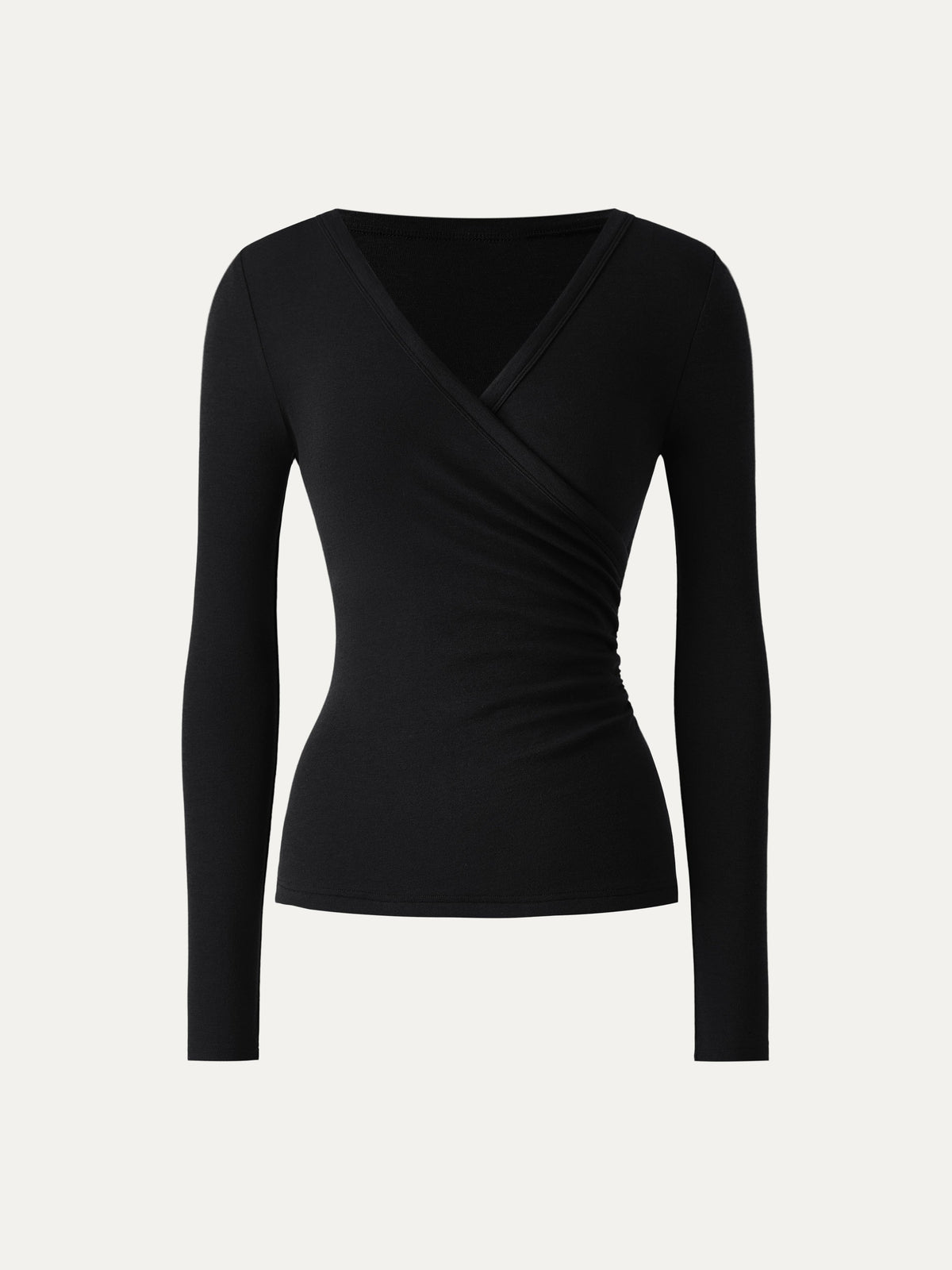 OGLmove Women's Eco-MiYaMoon® Surplice Ruched Long Sleeve Top