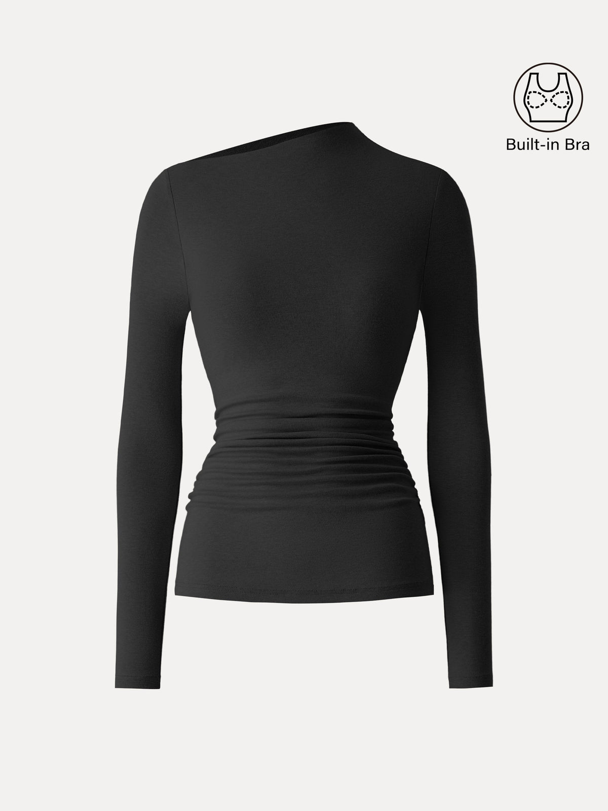 OGLmove Women's LiteWarm Slanted Mockneck Ruched Brami