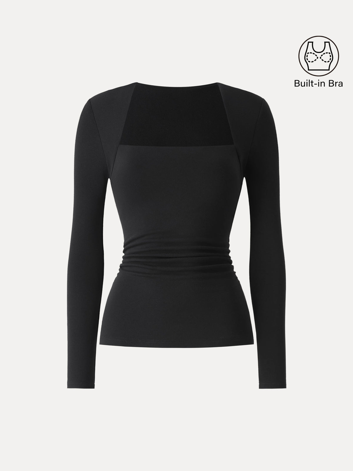 OGLmove Women's Eco-Mousse Trapeze Neck Long Sleeve Ruched Bra Top