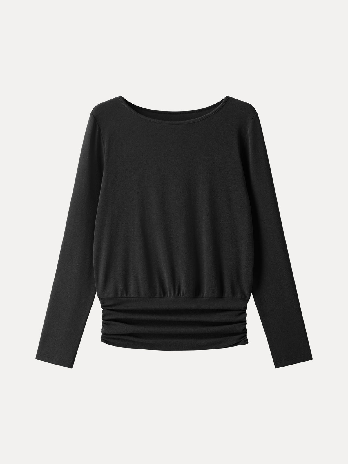 OGLmove Women's Eco-Mousse® Boatneck Long Sleeve Ruched Banded Hem Top