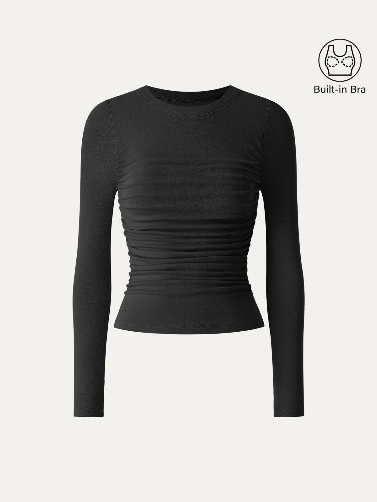 OGLmove Women's Eco-Mousse Roundneck Long Sleeve Ruched Bra Top