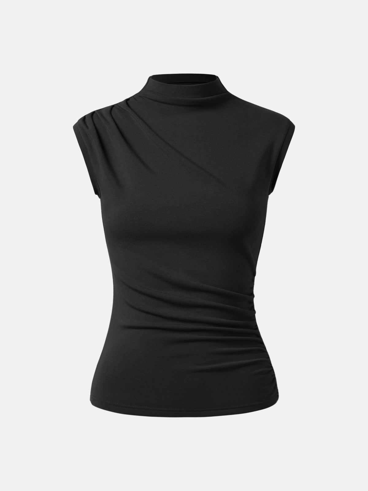 OGLmove Women's Eco-Mousse® Mock Neck Sleeveless Ruched Top