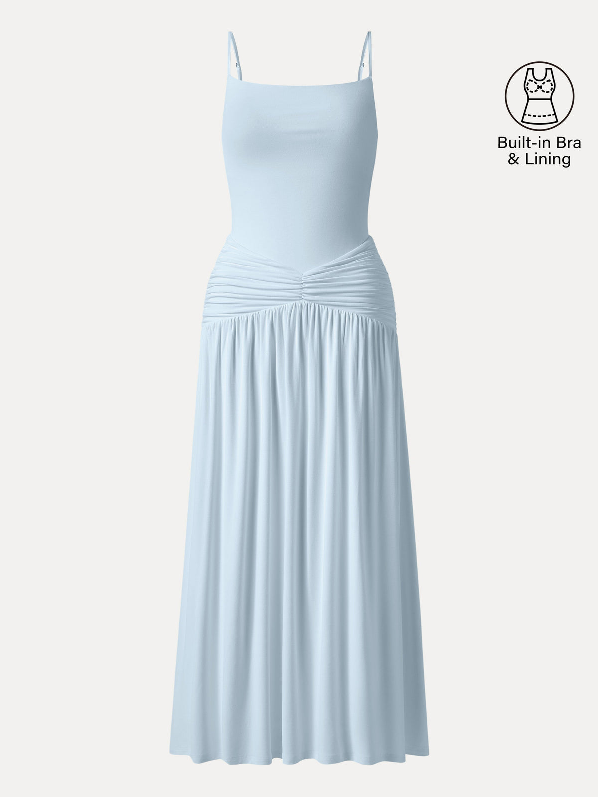 OGLmove Women's Eco-SkinKiss® Spaghetti Gathered Maxi Bra Dress
