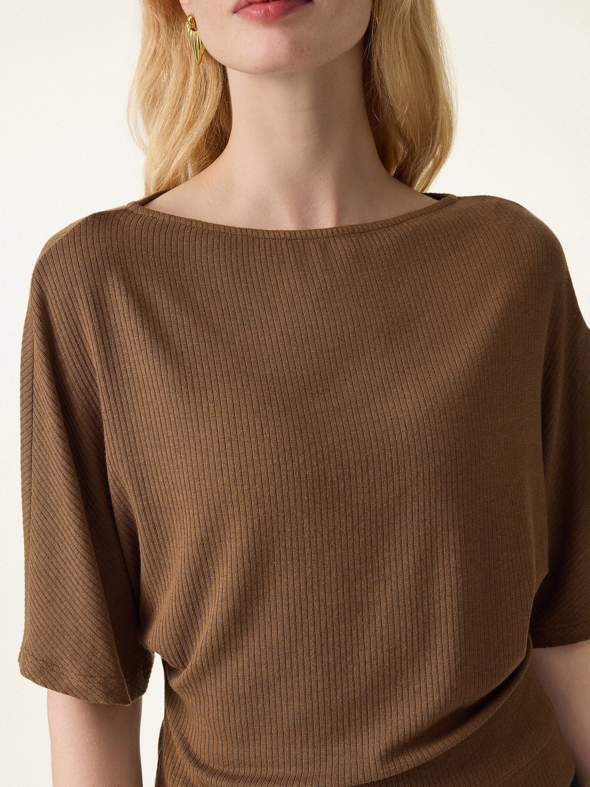OGLmove Women's Soft Ribbed Boatneck Relaxed Top