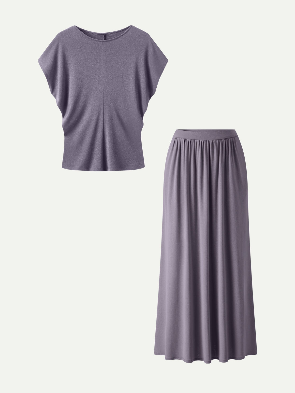 OGLmove Women's Round Neck Top and A-Line Maxi Skirt Set
