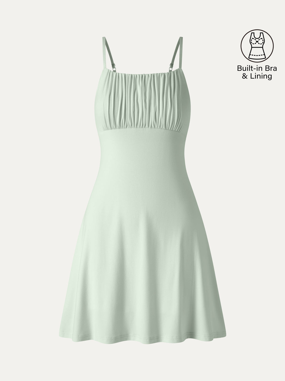 OGLmove Women's Square Neck Ruched Spaghetti Mini Bra Dress