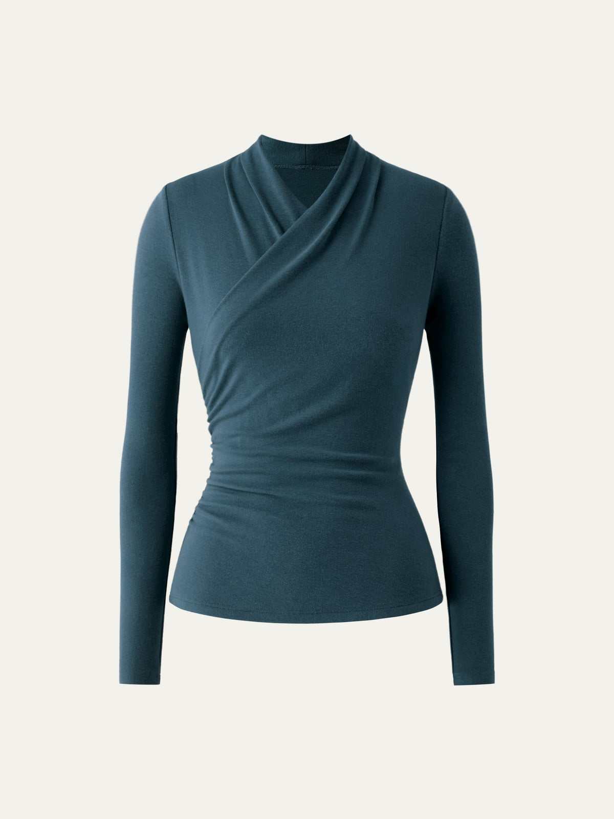 OGLmove Women's Eco-Mousse Surplice Long Sleeve Ruched Top