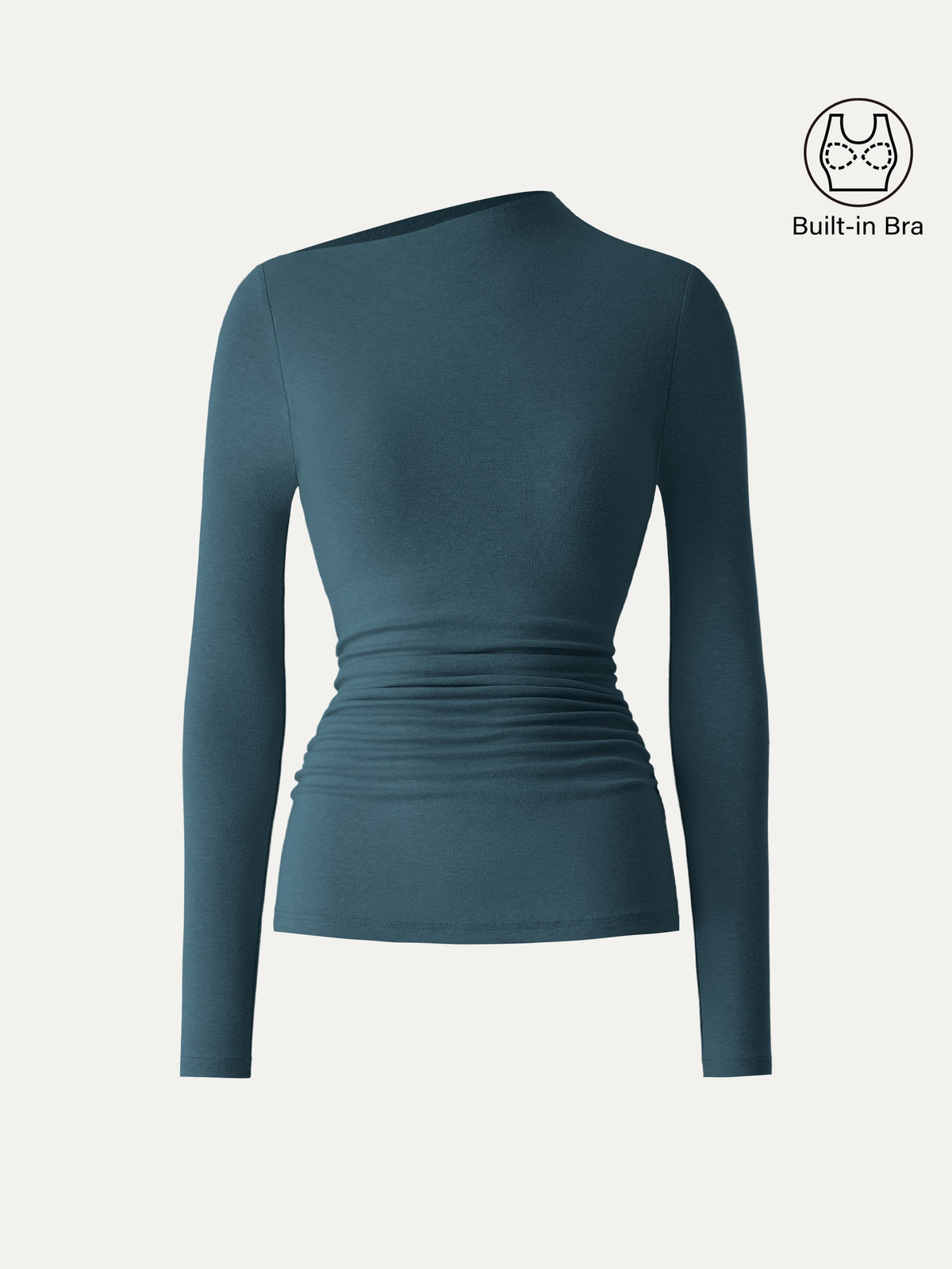 OGLmove Women's LiteWarm Slanted Mockneck Ruched Brami