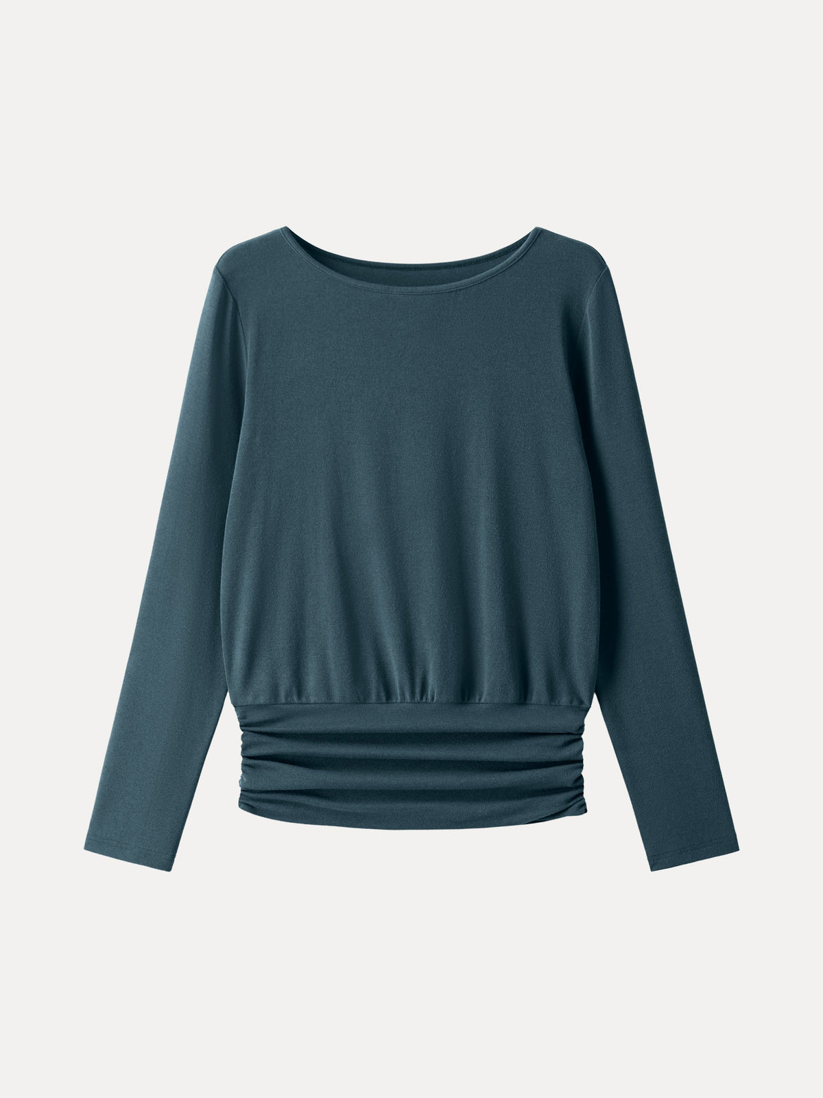 OGLmove Women's Eco-Mousse® Boatneck Long Sleeve Ruched Banded Hem Top