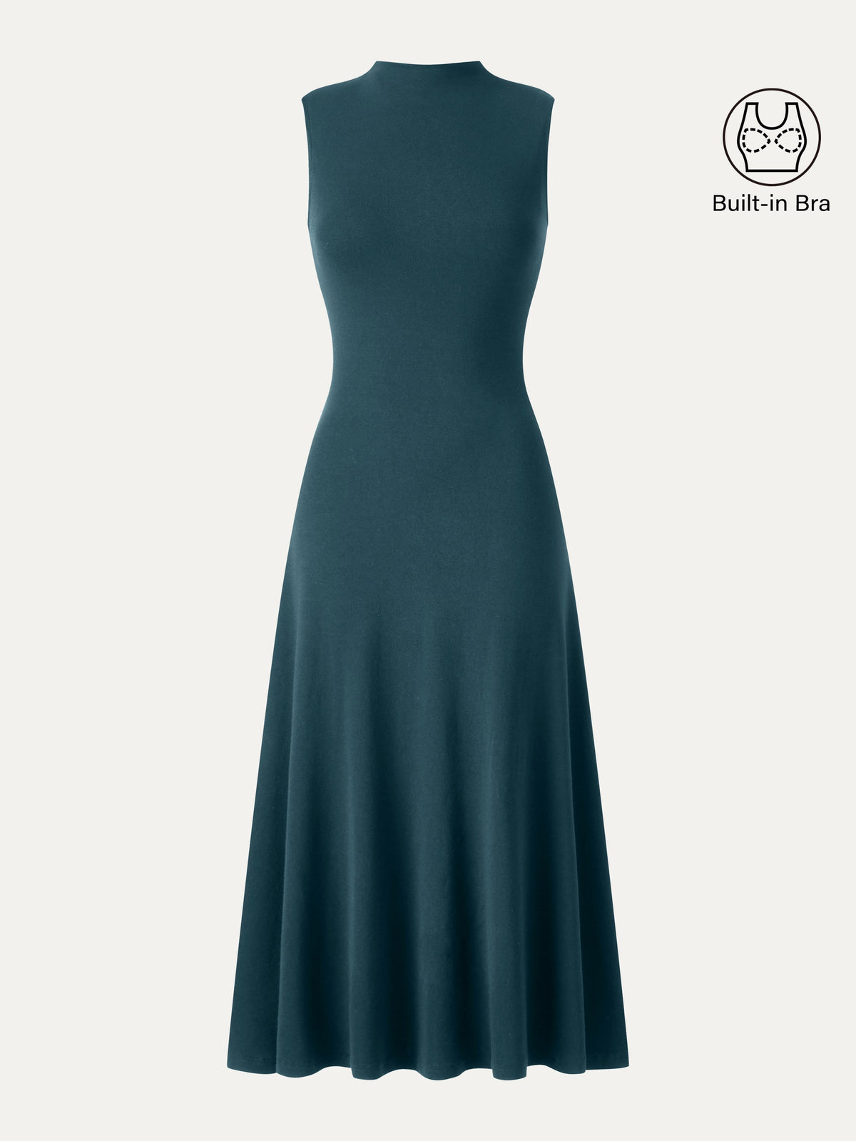 OGLmove Women's Eco-Mousse® Mock Neck Sleeveless A-Line Midi Bra Dress