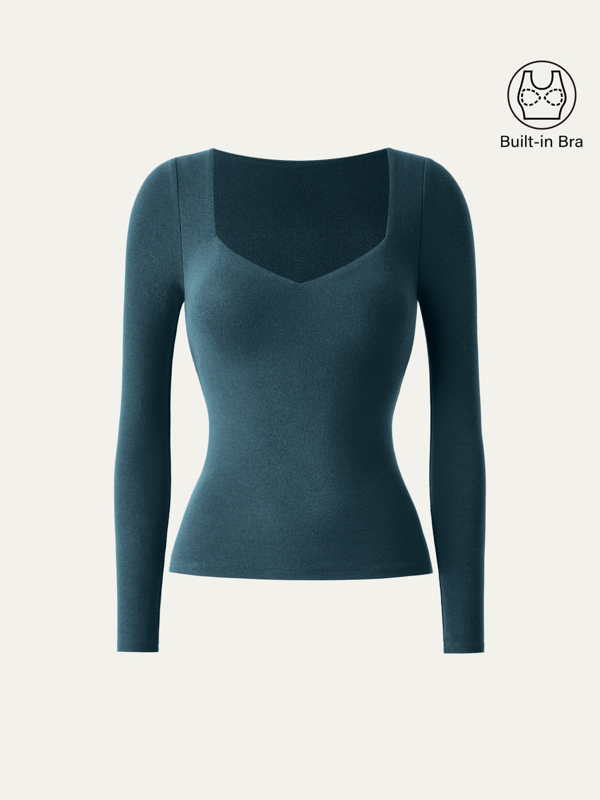 OGLmove Women's Eco-Mousse® Diamond Neck Long Sleeve Bra Top
