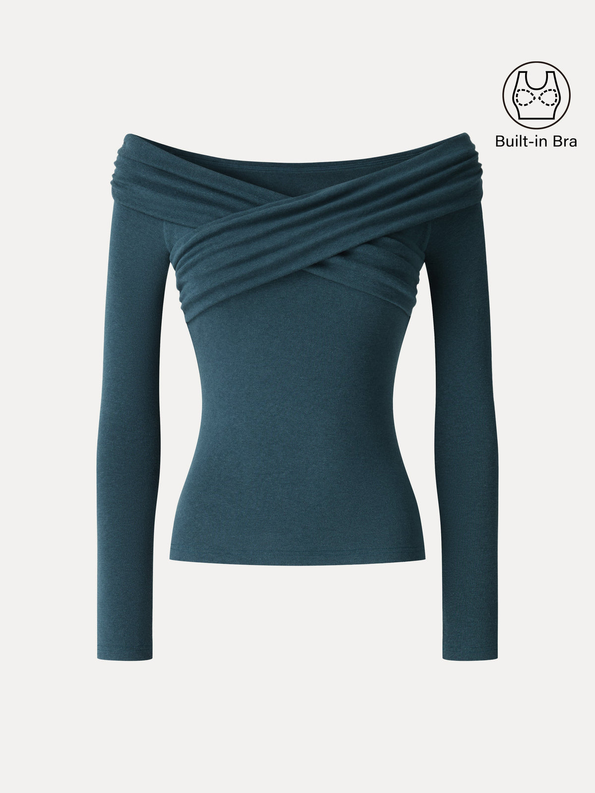 OGLmove Women's Eco-Mousse Surplice Long Sleeve Ruched Bra Top