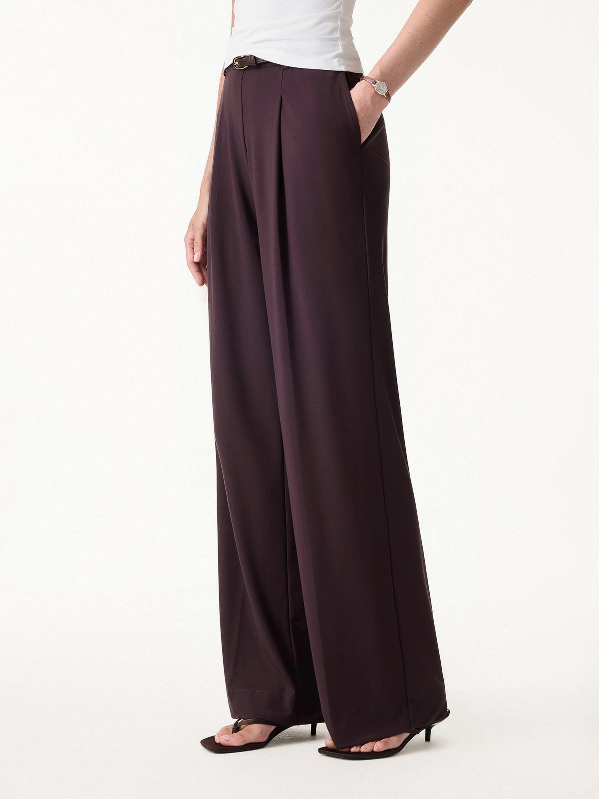 OGLmove Women's Ponte High-Rise Wide-Leg Pants with Pockets