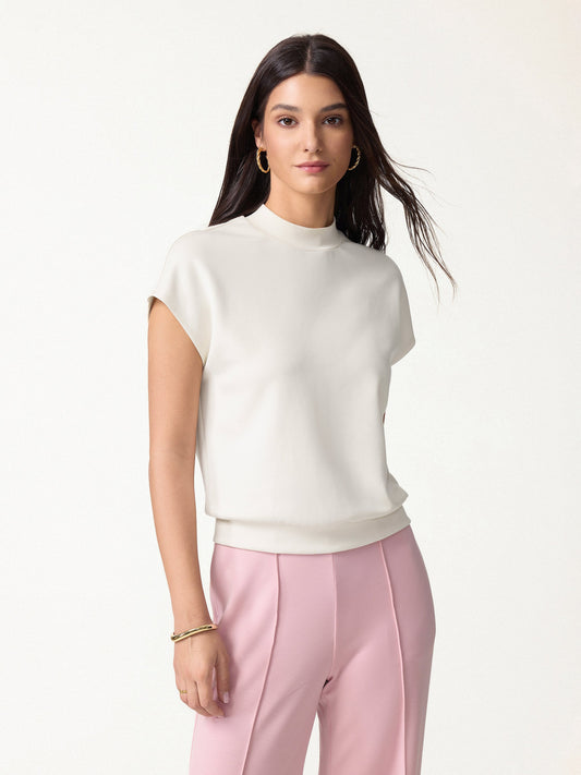 OGLmove Women's Modal Mock Neck Cap Sleeve Top