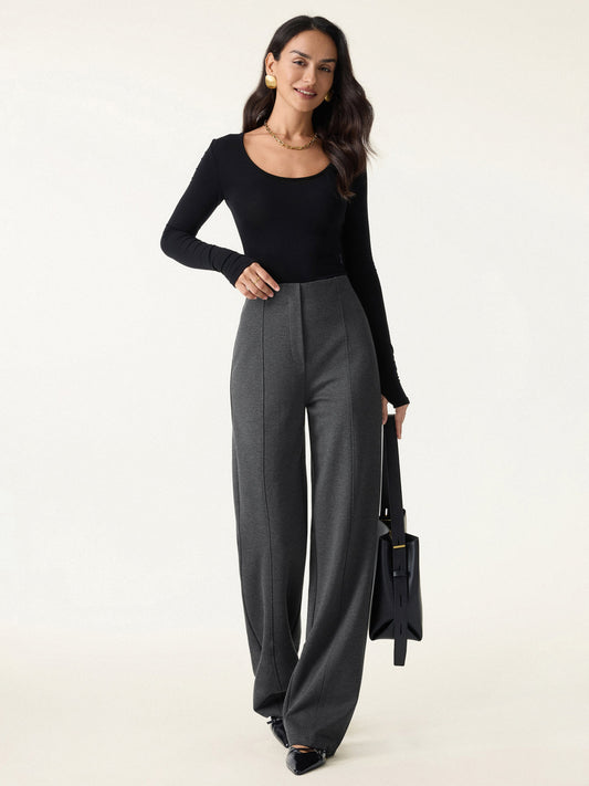 OGLmove Women's Ponte High-Rise Straight-Leg Pants with Pockets