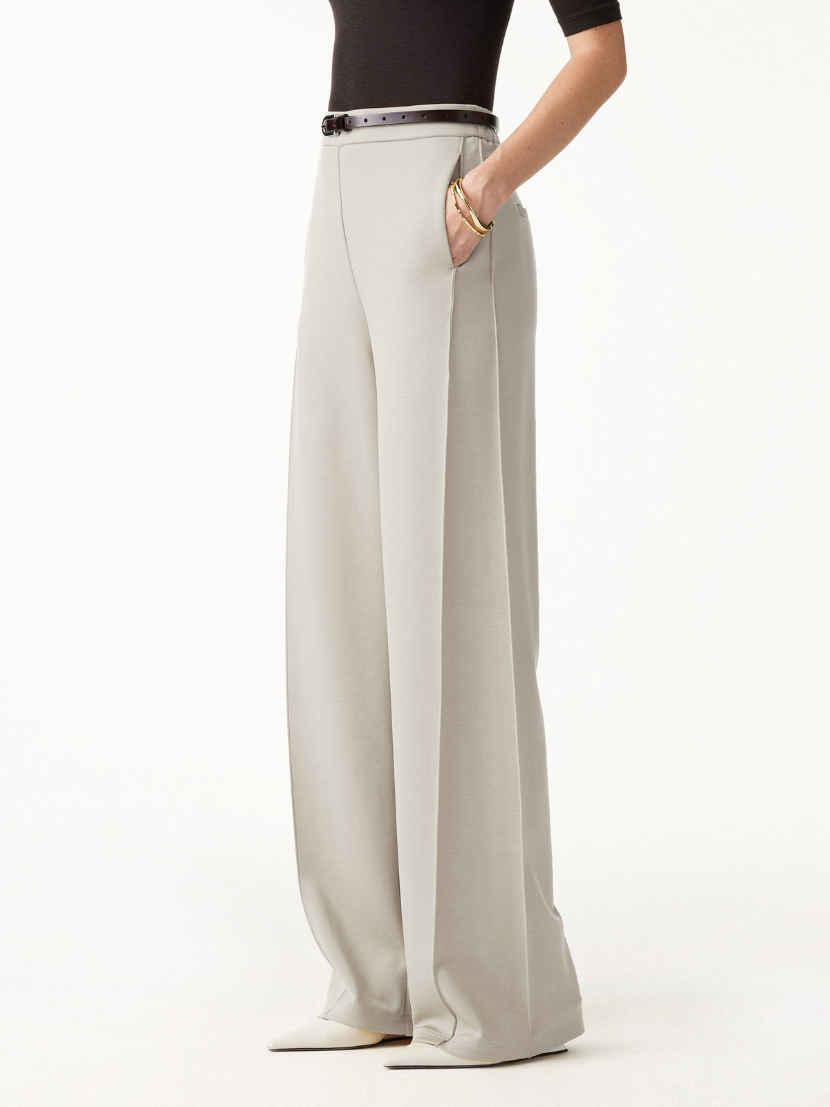 OGLmove Women's Modal Spacer Knit High-Rise Wide-Leg Pants