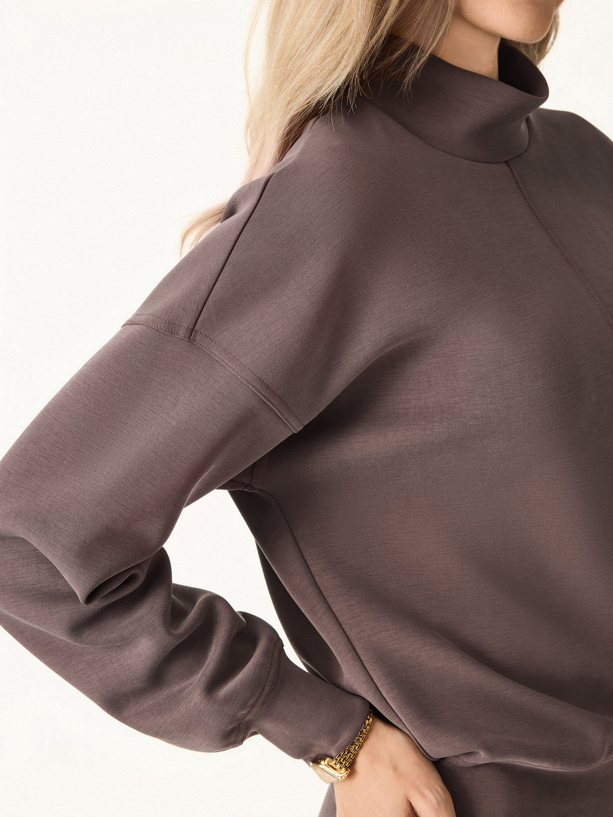 OGLmove Women's Modal Spacer Mockneck Long Sleeve Pullover Shirt