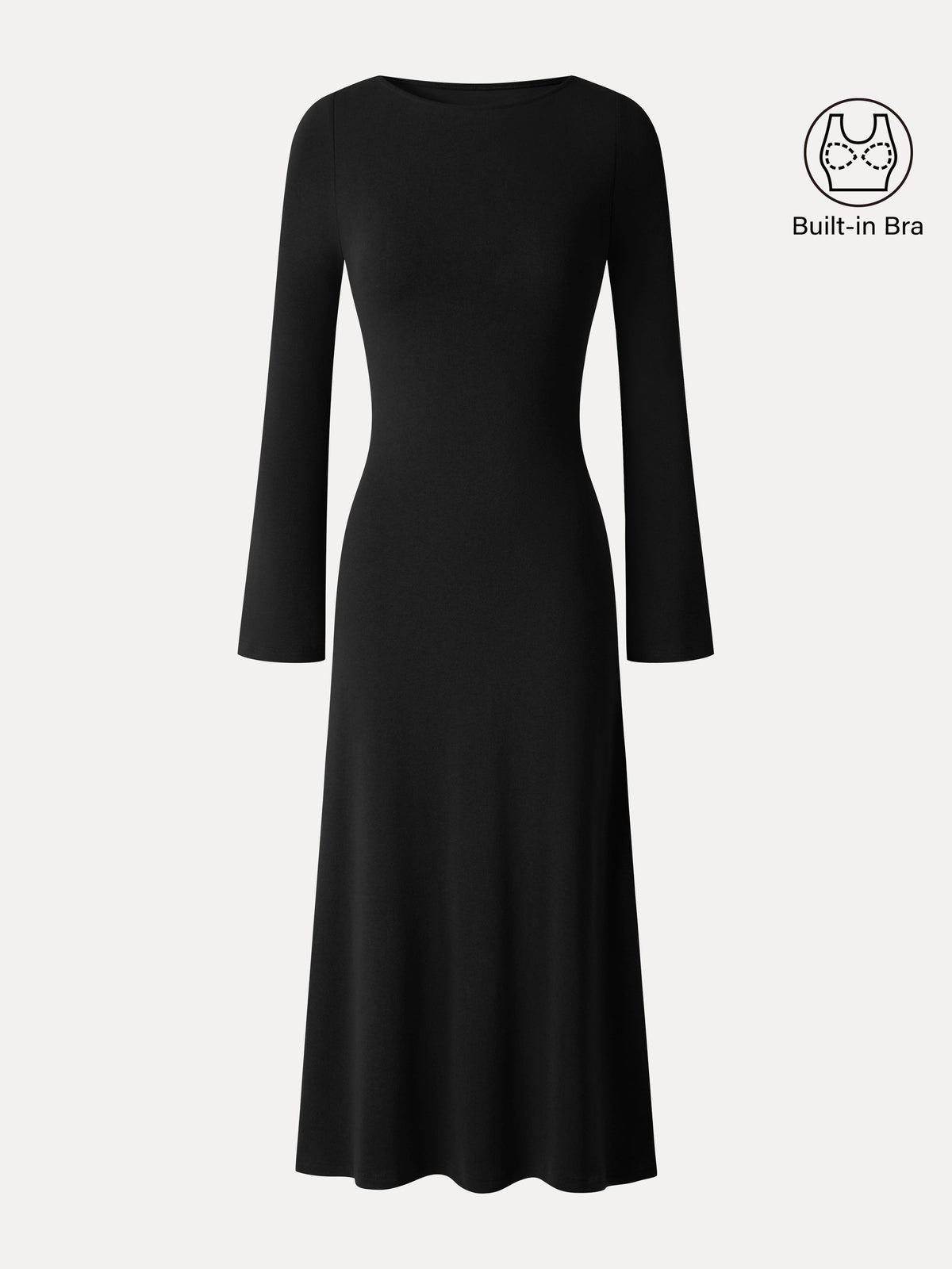OGLmove Women's Eco-Mousse® Boatneck Bell Sleeve Midi Bra Dress