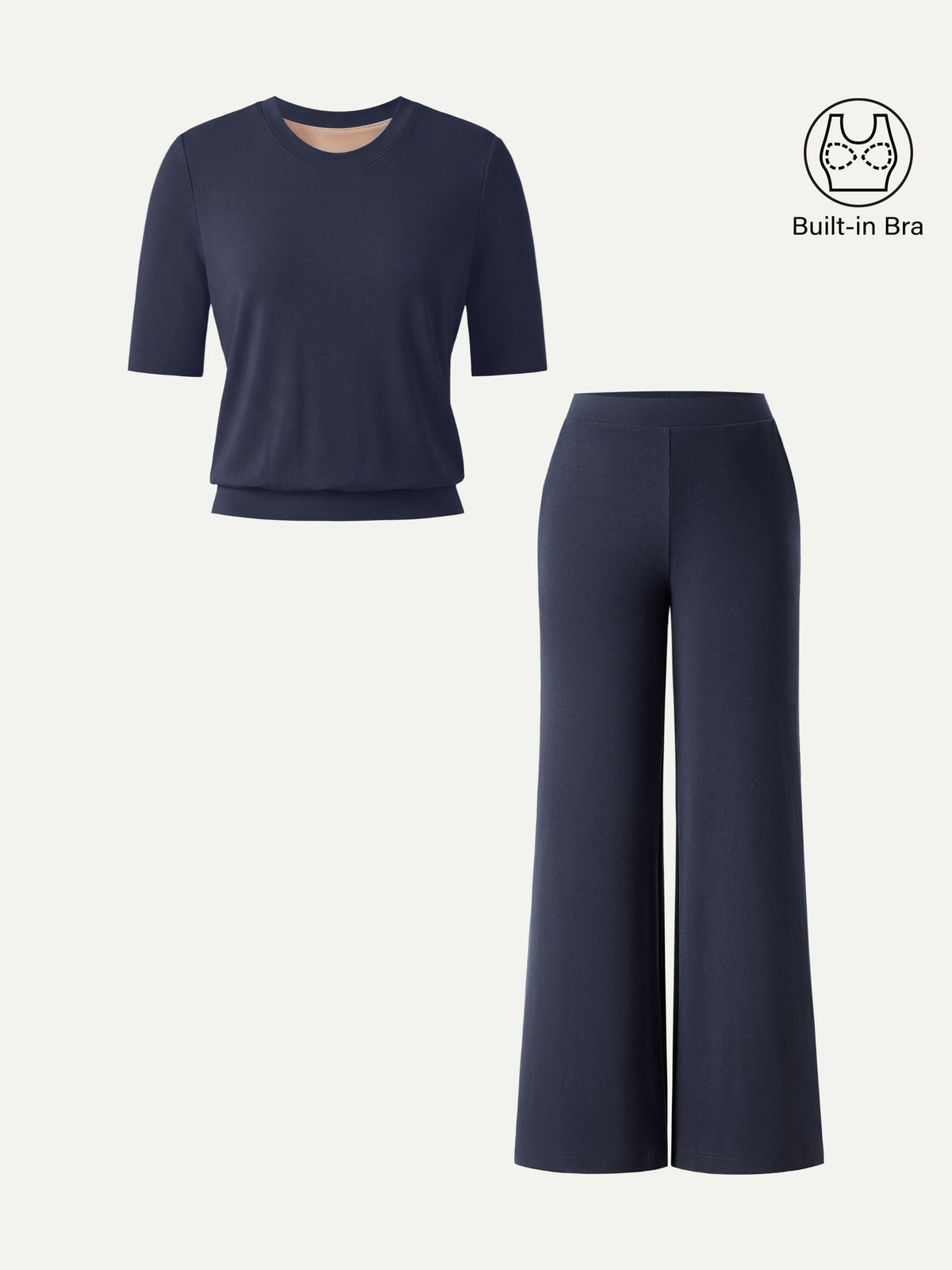 OGLmove Women's 2-Piece Crewneck Bra Top and Wide Leg Pants Set