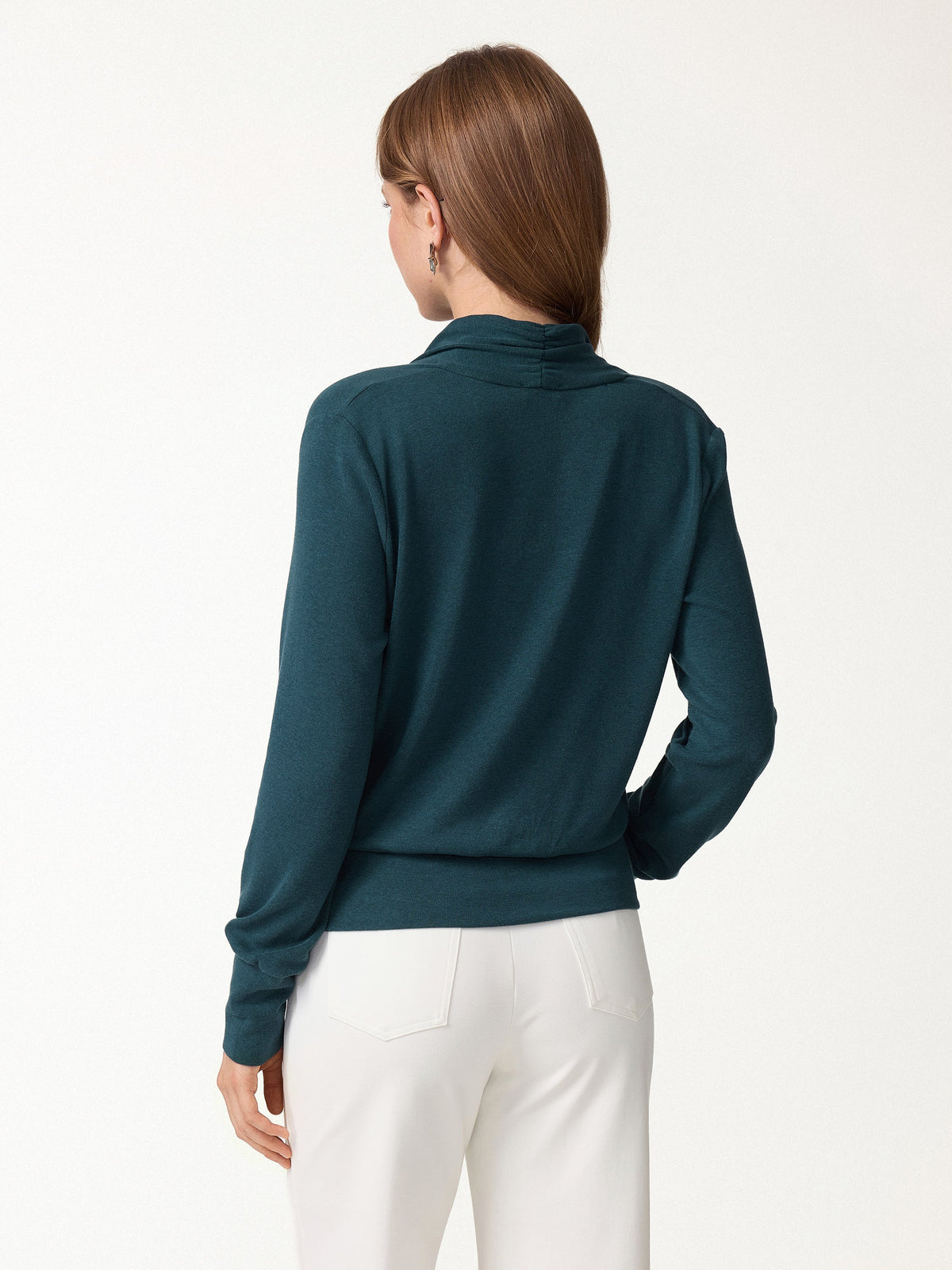 OGLmove Women's Surplice Long Sleeve Top and A-Line Skirt Set