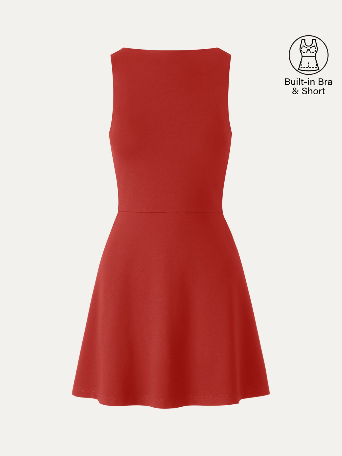 OGLmove Women's Boatneck Fit-and-Flare Mini Bra Dress