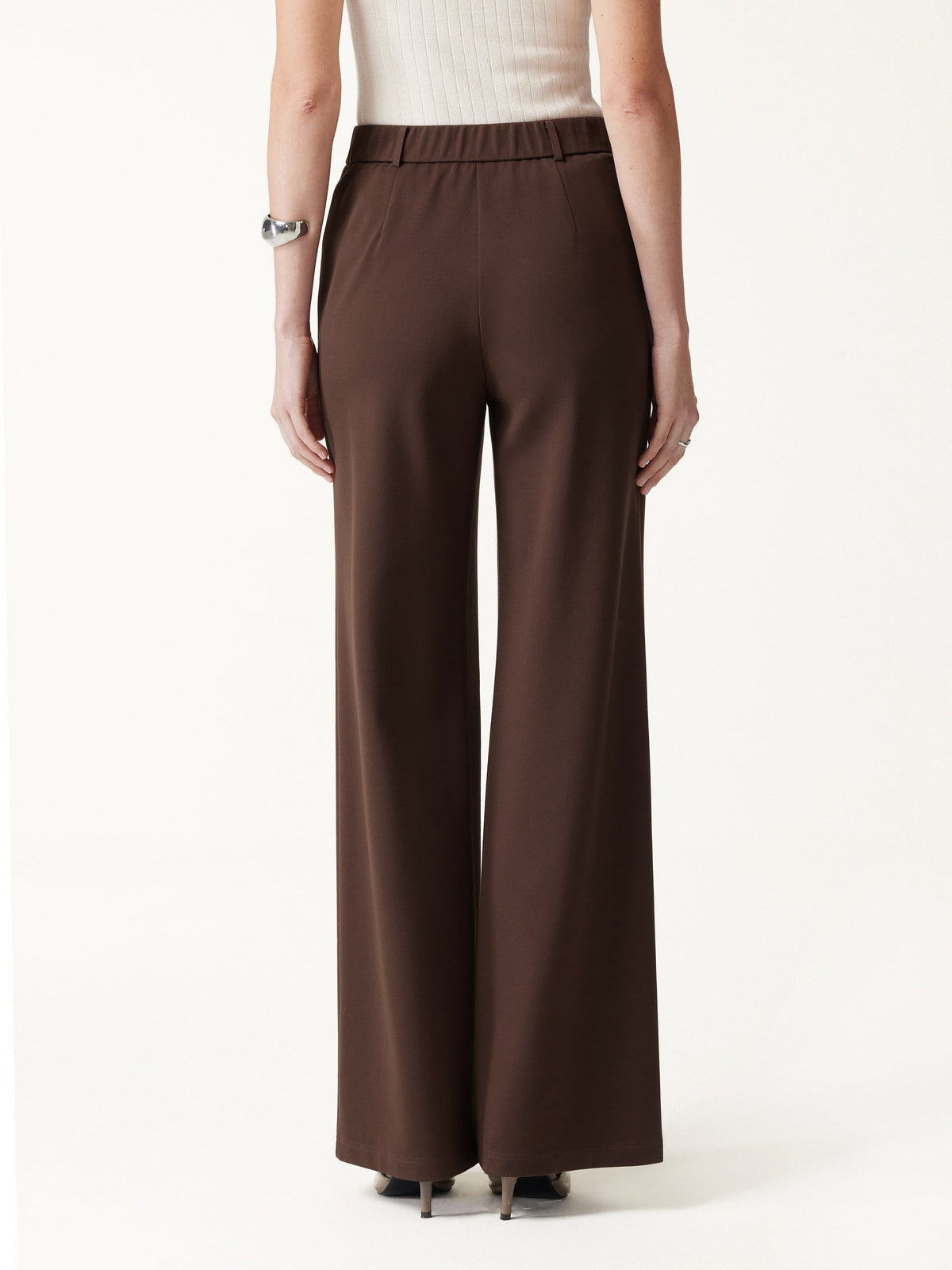 OGLmove Women's Ponte Mid-Rise Wide-Leg Pants with Pockets