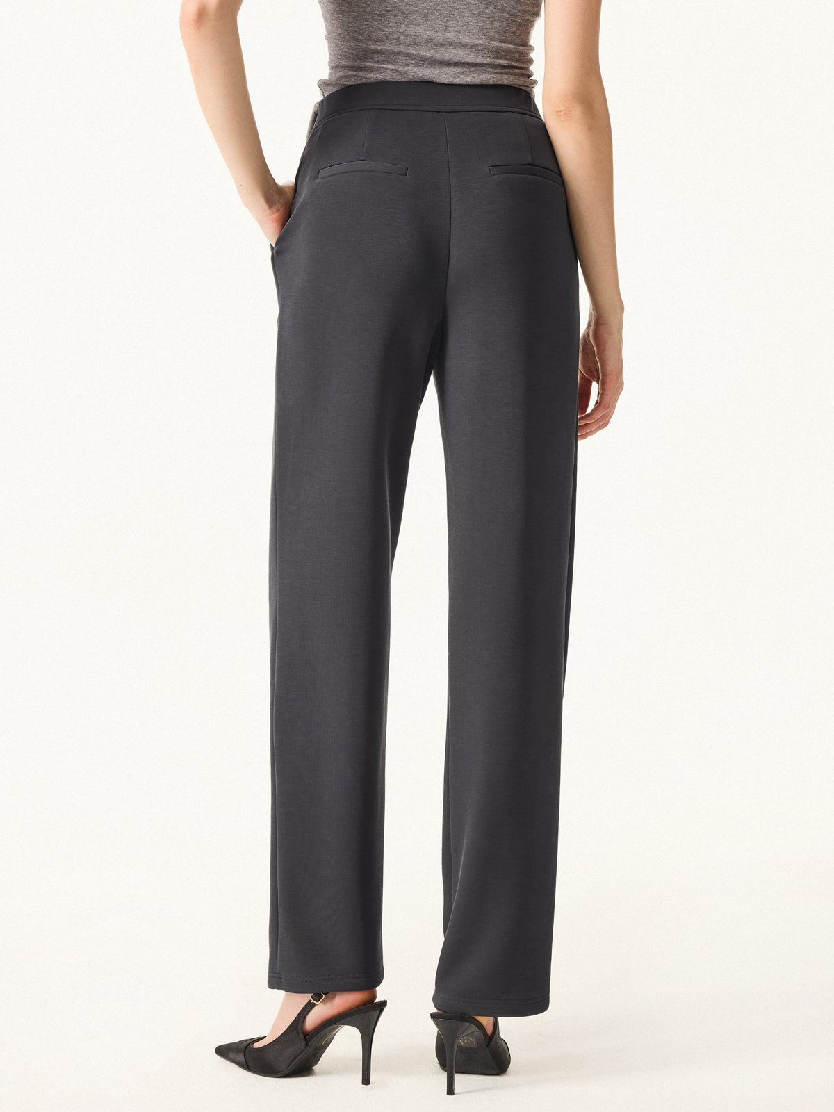 OGLmove Women's Sandwashed Spacer Mid-Rise Straight-Leg Trousers with Pockets