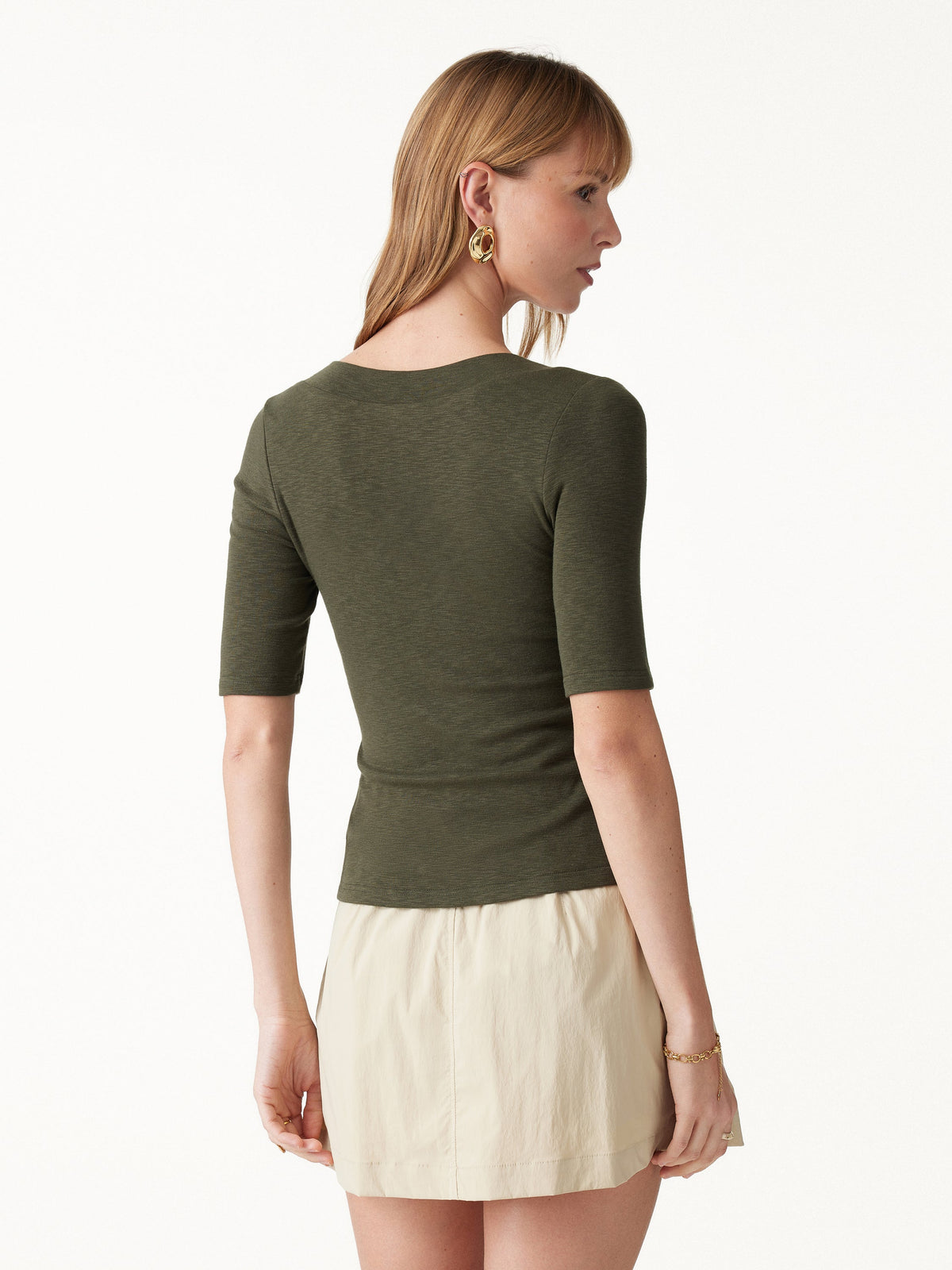 OGLmove Women's Eco-Mousse® Slub U-Neck Elbow Sleeve Bra Top