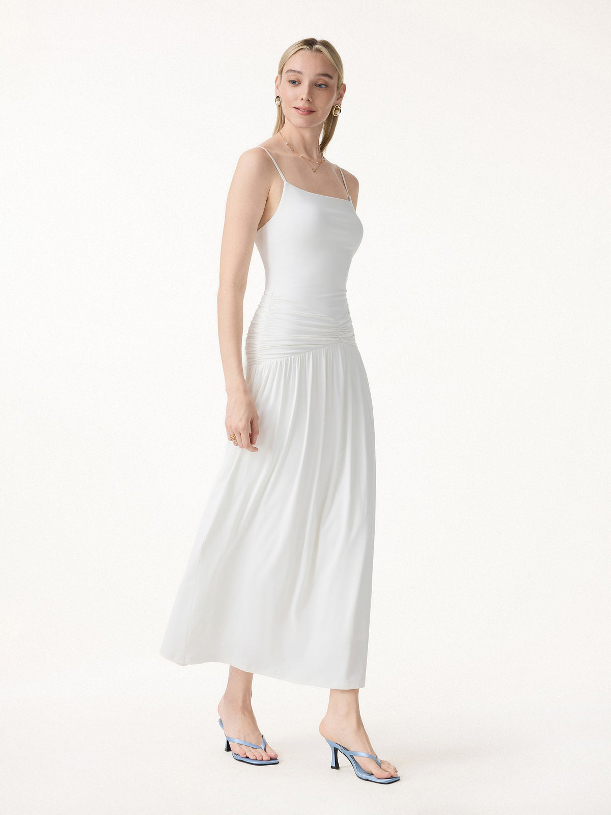 OGLmove Women's Eco-SkinKiss® Spaghetti Gathered Maxi Bra Dress