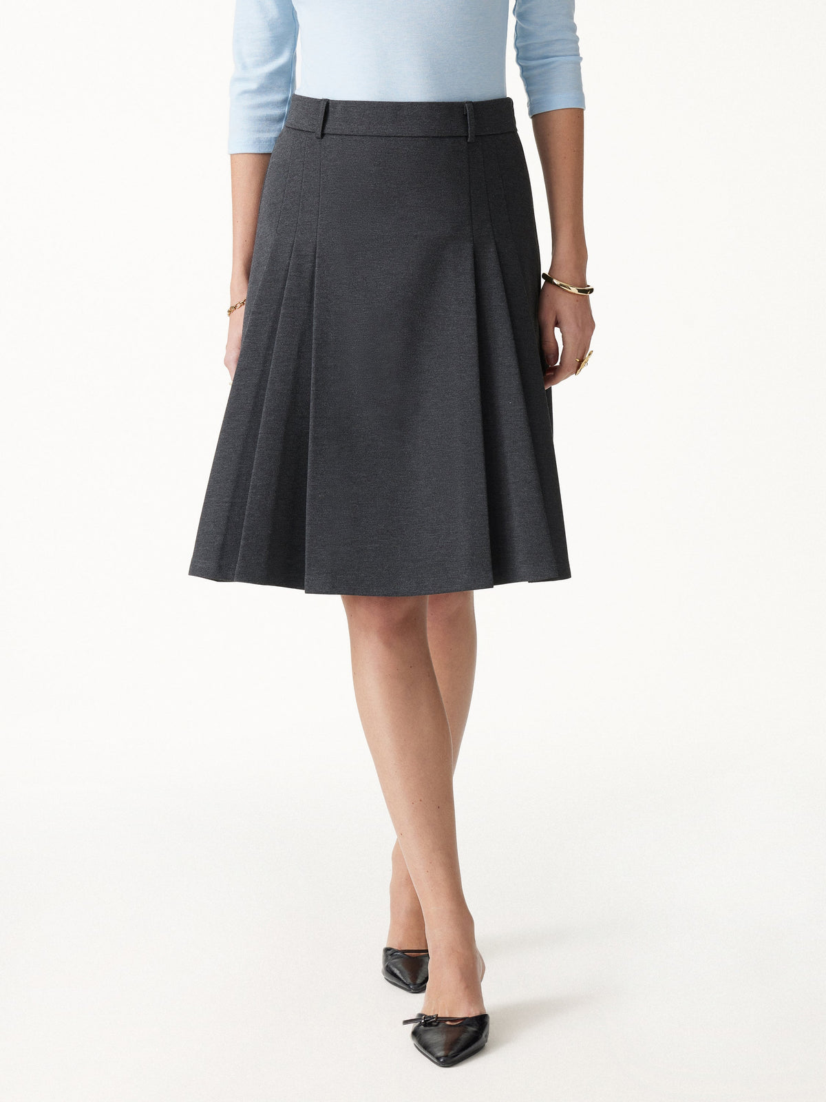 OGLmove Women's Ponte High-Rise Tucked Knee-Length Skirt