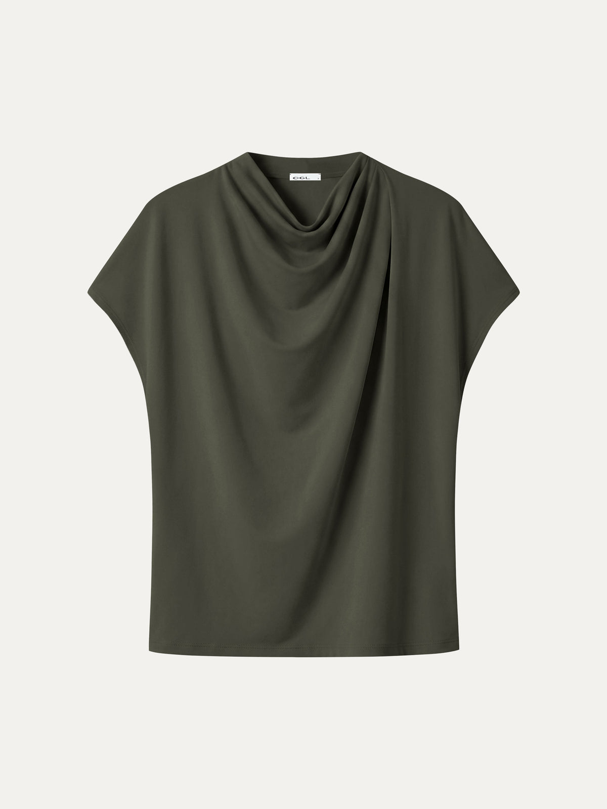 OGLmove Women's Eco-Mousse Draped Mock Neck Top Viscose/Cotton