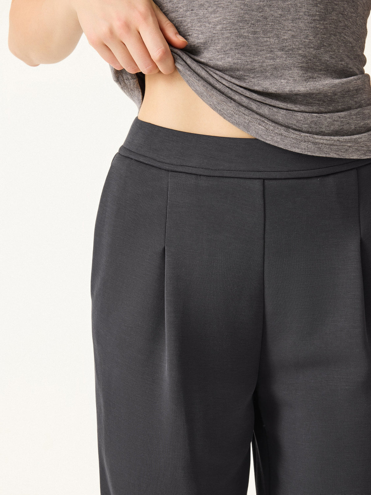 OGLmove Women's Sandwashed Spacer Mid-Rise Straight-Leg Trousers with Pockets