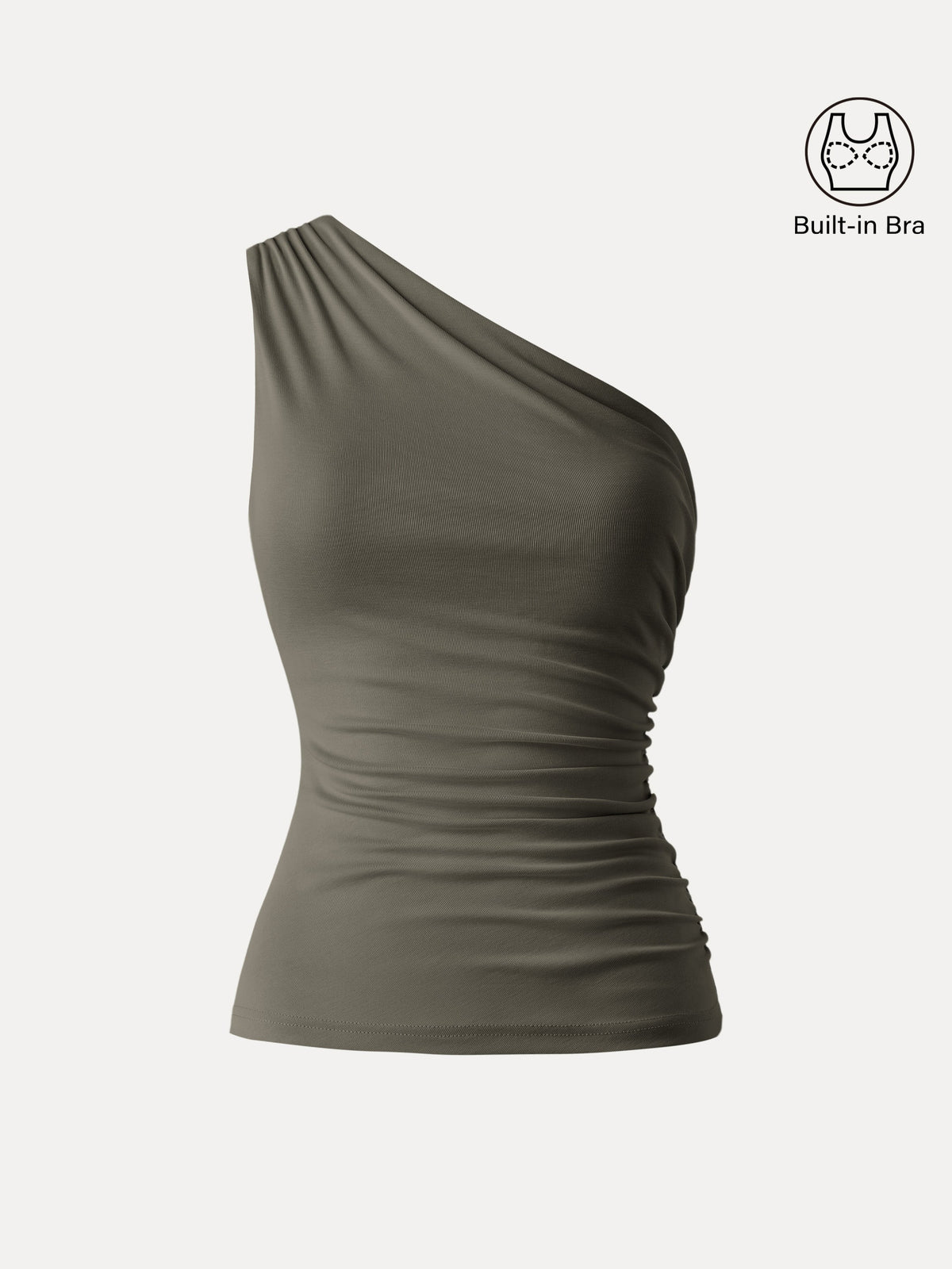 OGLmove Women's Sandwashed One Shoulder Ruched Bra Tank