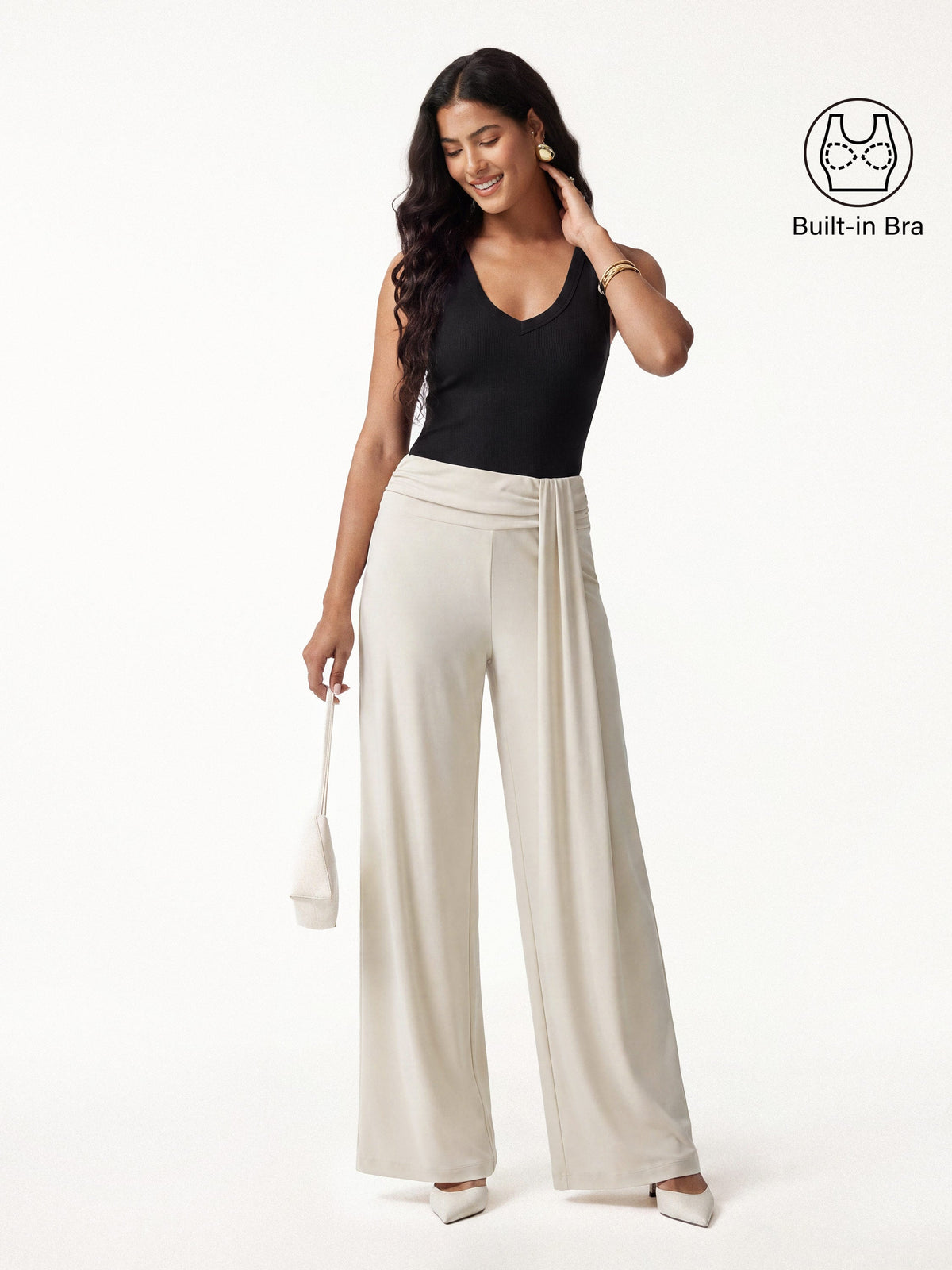 OGLmove Women's V-Neck Bra Tank & Wide-Leg Pants Set
